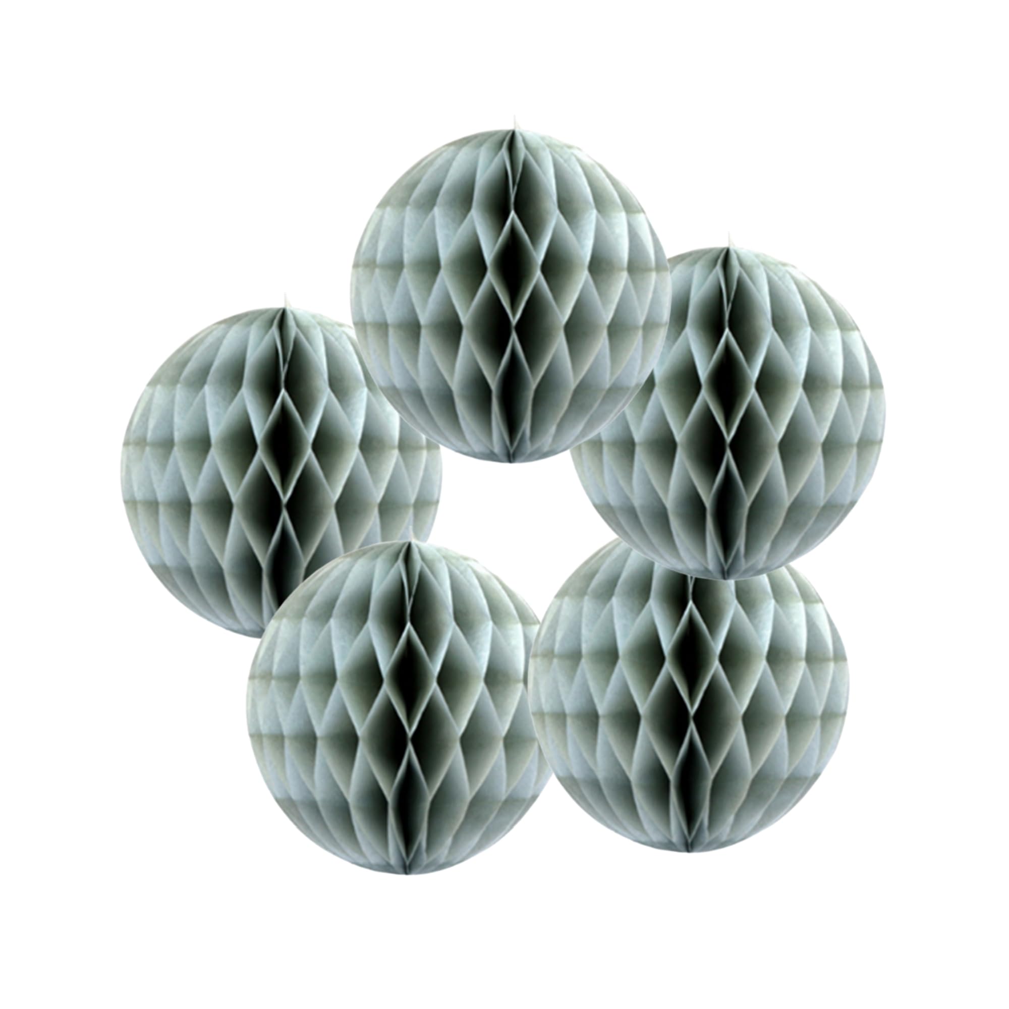 Honeycomb Balls 5Pieces Tissue Paper Flower Ball 4" 6" 8" 10" 12" for Wedding Birthday Party Decorations (Grey, 5Pieces-6" (15cm))