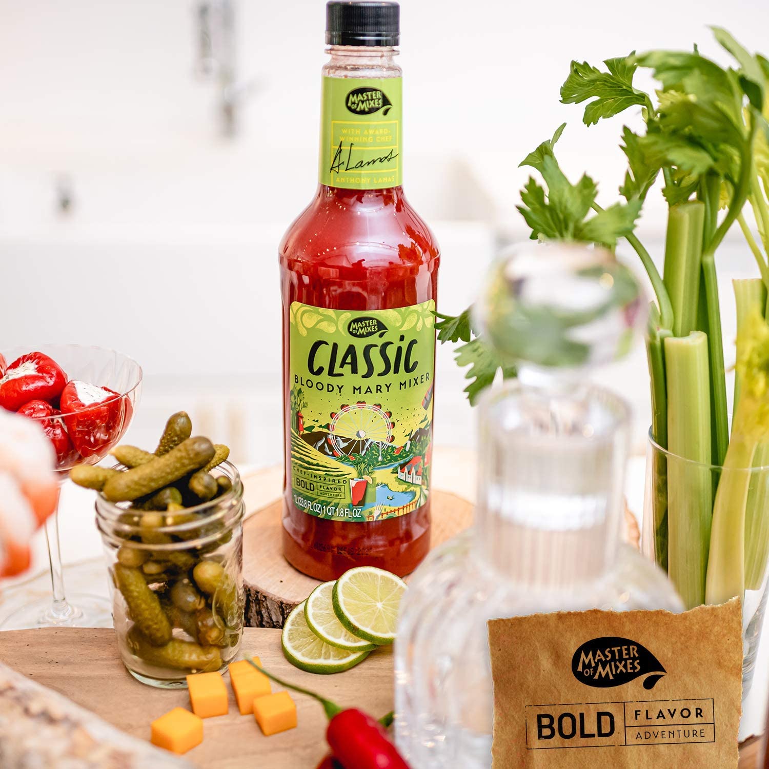 Master of Mixes Classic Bloody Mary Drink Mix, Ready To Use, 1 Liter Bottle (33.8 Fl Oz), Pack of 3