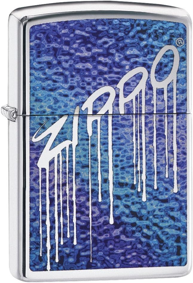 Zippo Logo Design Lighters Chrome High Polish Chrome Fusion Purple/Blue