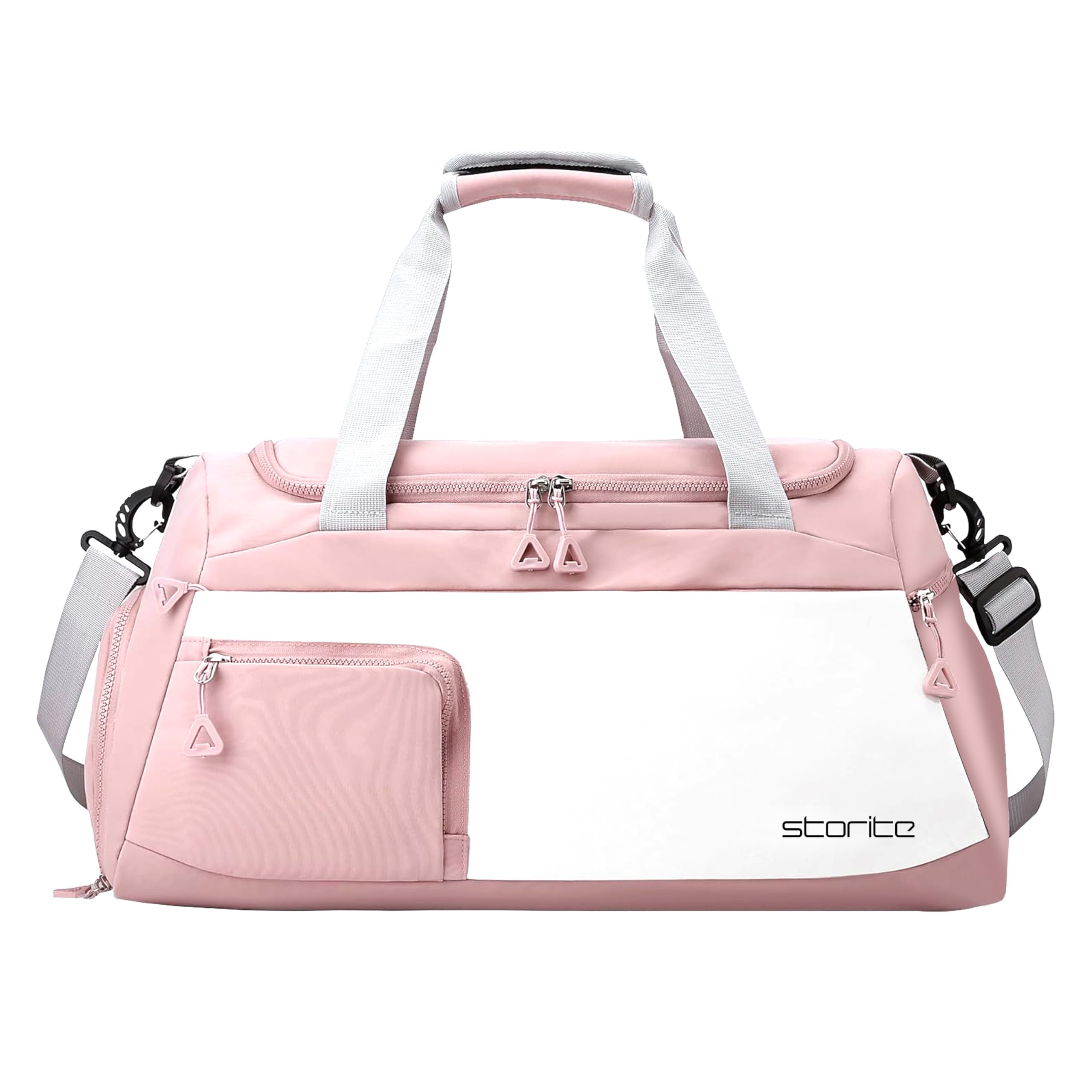 Nylon 50 cm Imported Travel Duffle Bag Multi- Pocket Duffel Bag for Women with Wet Pocket & Shoe Compartment Weekender Overnight Travel Luggage Bag (Light Pink - 51 x 26 x 27 cm)