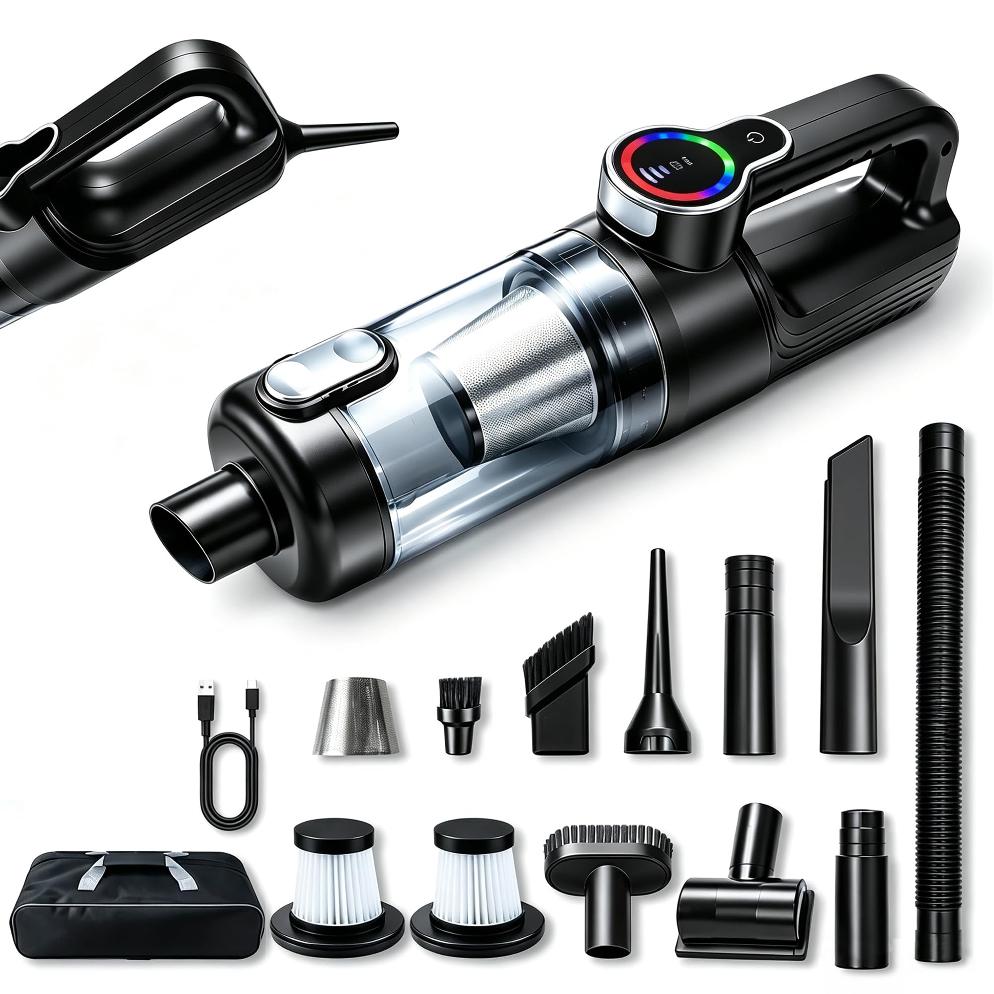 Handheld Vacuum Cleaner, 20Kpa Strong Suction Car Vacuum Cleaner 8000mAh