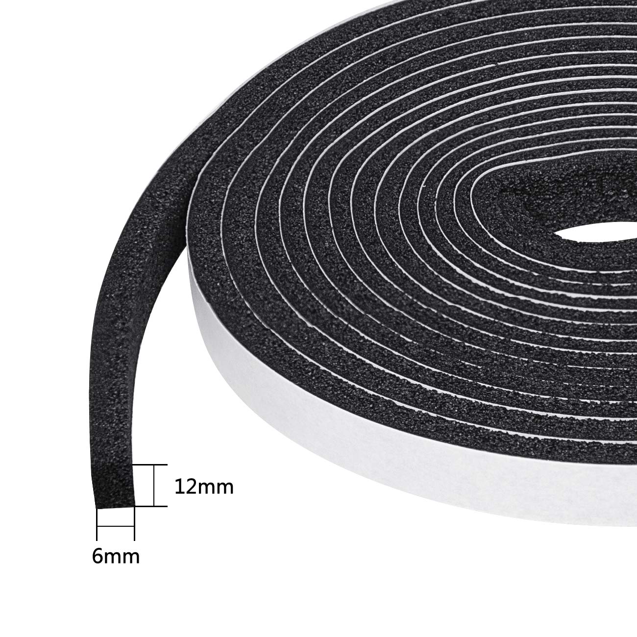 Buy fowong Open Cell Foam Tape, 12mm(Width) X 6mm(Thick), Weather Stripping for Doors and