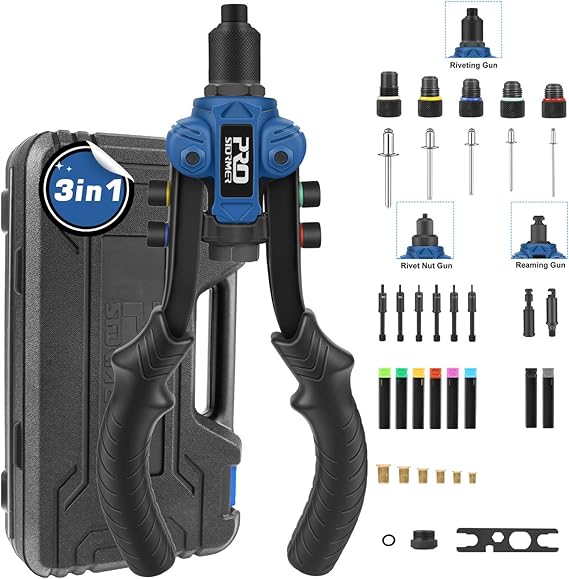 Rivet Nut Tool 3 in 1, Prostormer Rivet Gun Reamer Set