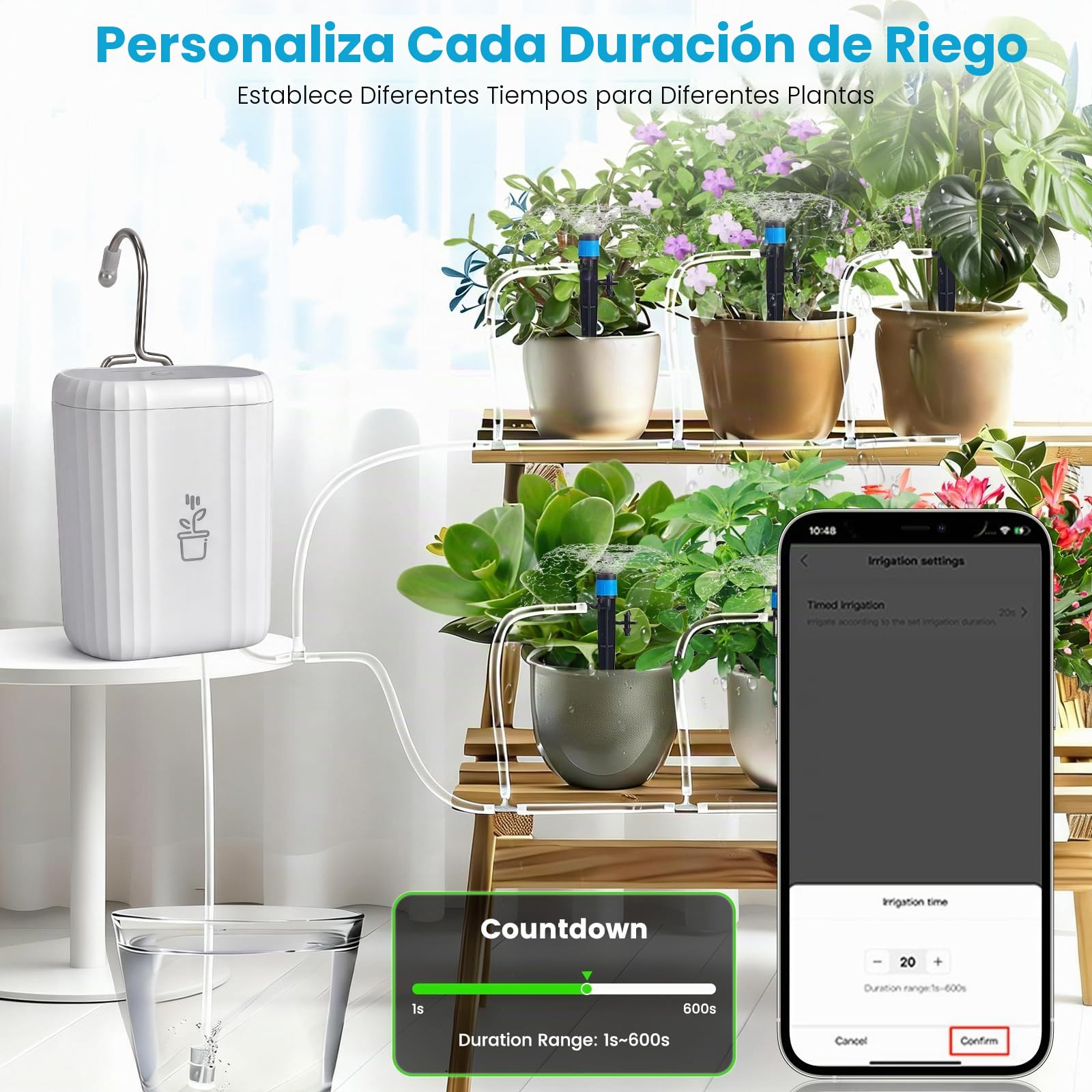 Sistema De Riego Automático Wifi, Sistema De Riego Automático De Plantas En Macetas En Interiores Controlado Por App, Kit De Riego Por Goteo DIY, Con Alarma De Escasez De Agua, Cronómetro Programable