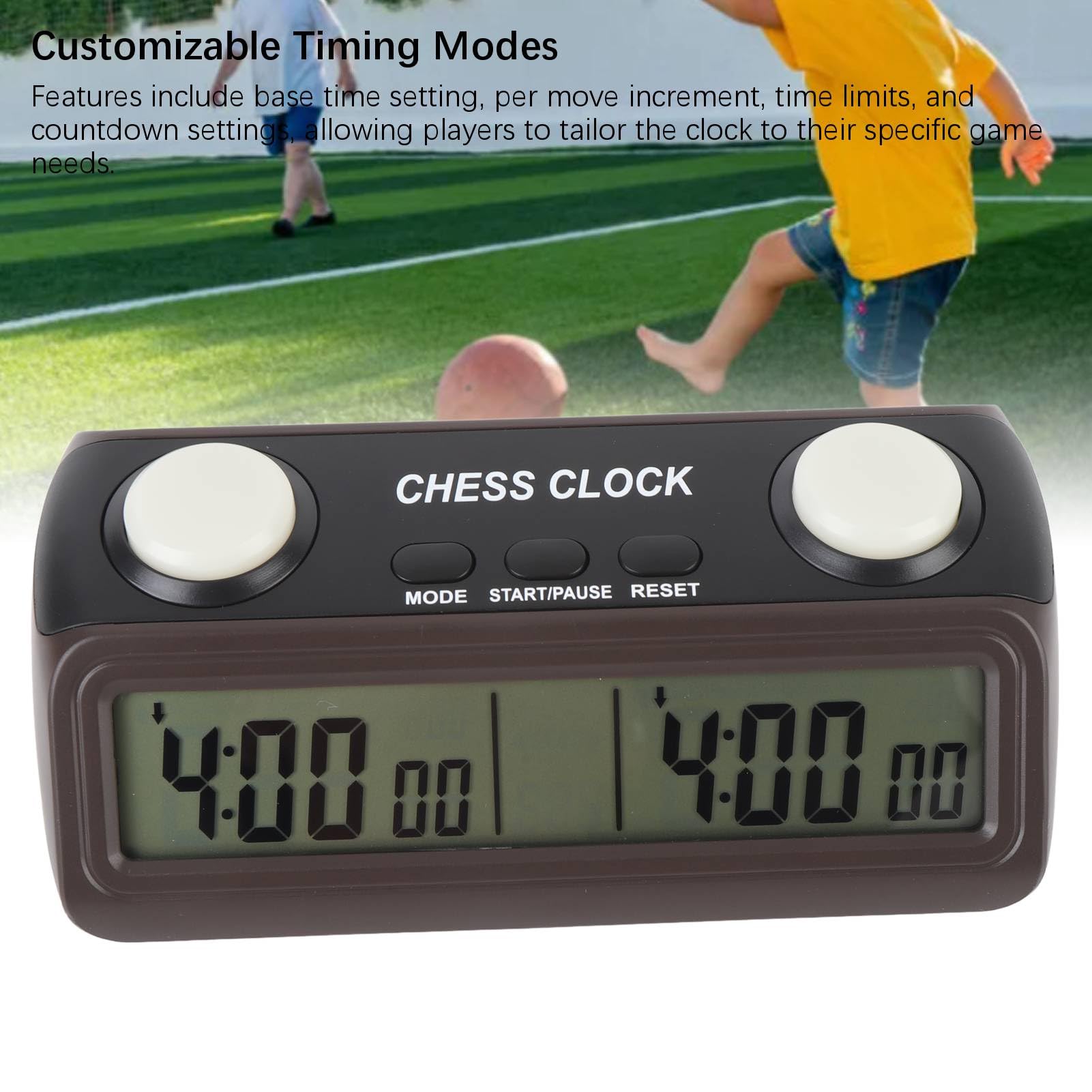 Orologio da Scacchi Digitale Multifunzionale, Timer con modalità di Cronometraggio Personalizzabili, Conto Alla Rovescia per Incremento del Tempo Base per Mossa e Monitoraggio dei Round, per