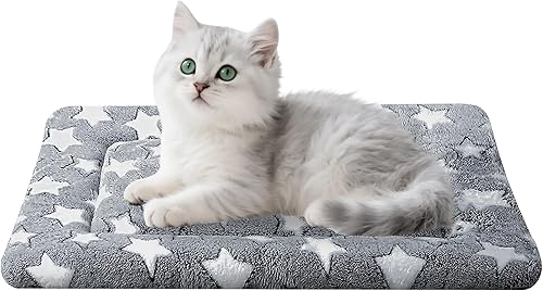 Almohadilla de cama para gatos  Tapete reversible de forro polar para perros pequeños  Suave y lavable antideslizante para jaulas y perreras