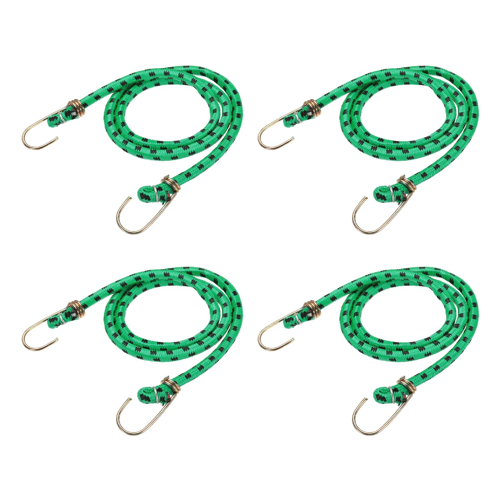PATIKIL 2 m x 10 mm Marine Grade Bungee Cord with Hooks, 4Pcs Rubber Heavy Duty Outdoor Elastic Straps Kayak Stretch String Rope for Securing Luggage Moving Cargo, Green