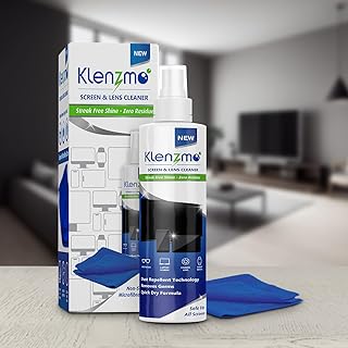 Klenzmo by Kleenest Screen & Camera Lens Cleaner Spray with Microfiber Cloth | Cleans Laptop, TV, Mobile, Display & Camera Lenses | 250 ml