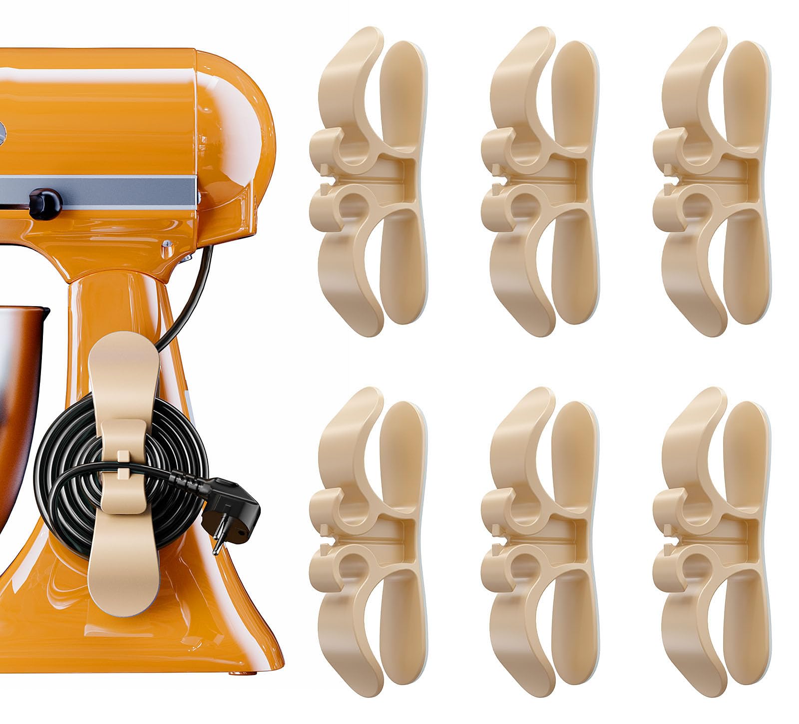 6 PCS Cord Organizer for Appliances, Upgraded Kitchen Appliance Cord Organizer Stick On Appliance Wire Organizer Wire Keeper for Kitchen Appliances Mixers, Coffee Maker, Pressure Cooker, Toasters