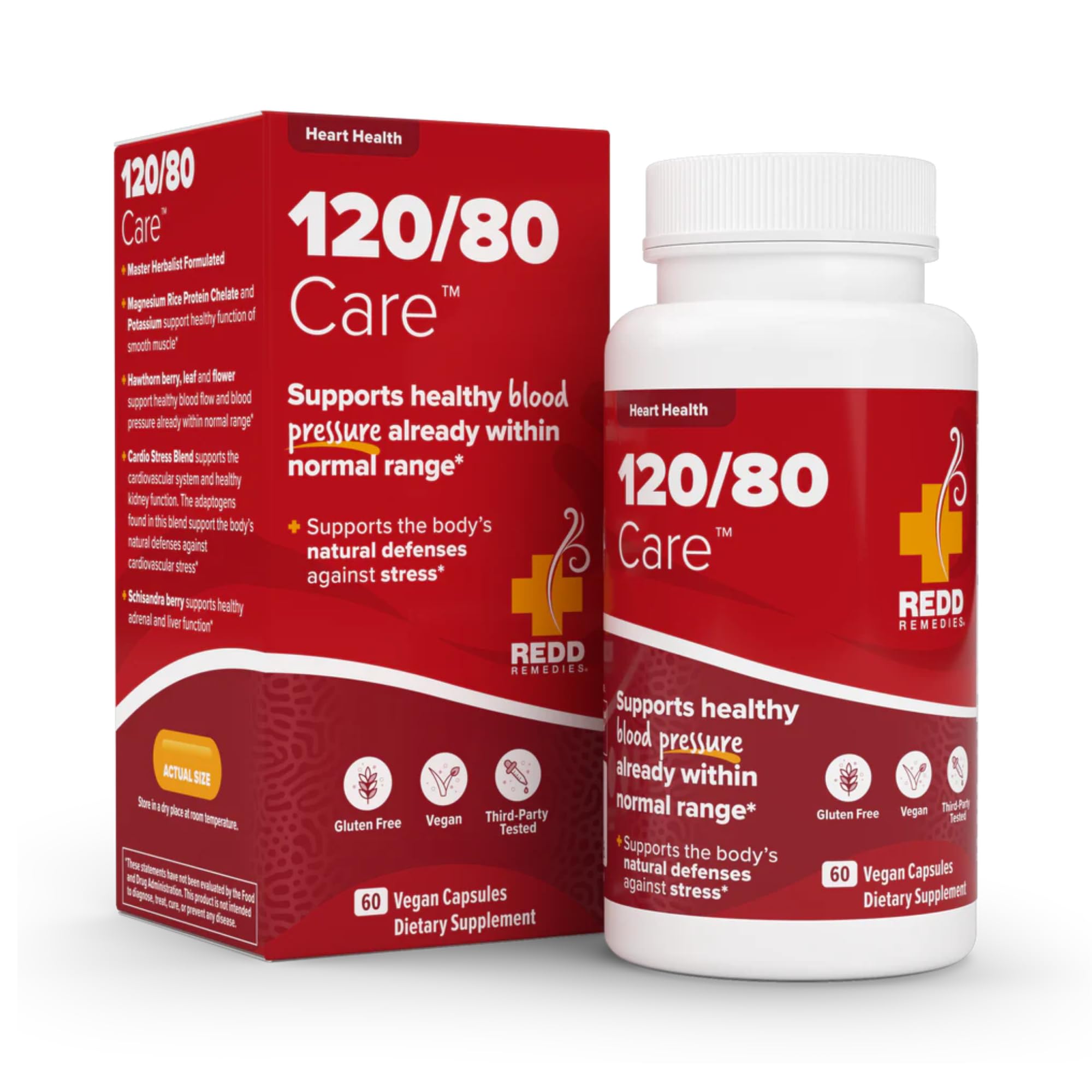 Redd Remedies, 120/80 Care, Heart Health and Natural Blood Pressure Support, 60 Vegan Capsules