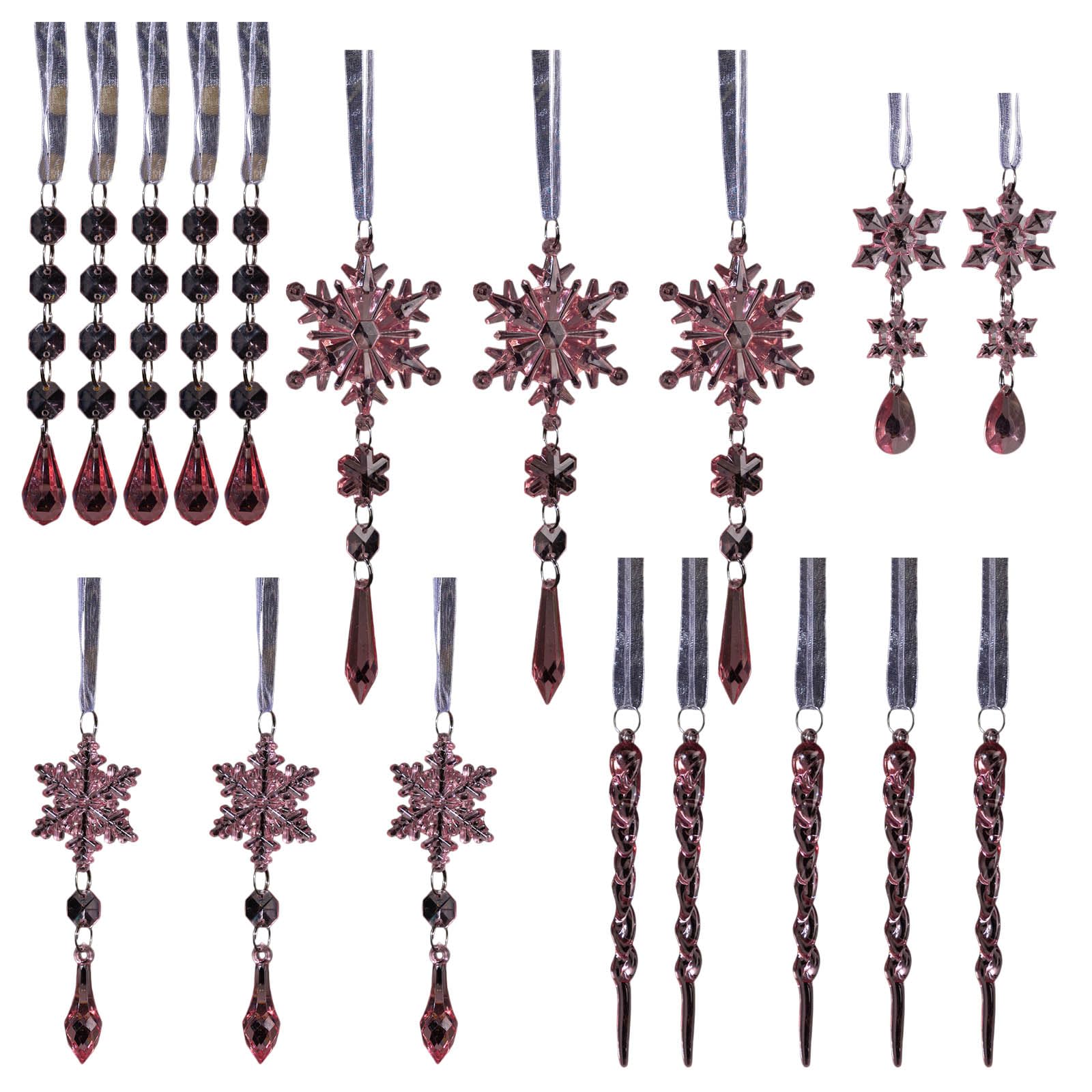 Kalttoy 3 18PCS Acrylic Ice Crystal Ornaments, Shatter-Resistant Snowflake Hanging Decors for Tree Festival Home Ornamentation Acrylic