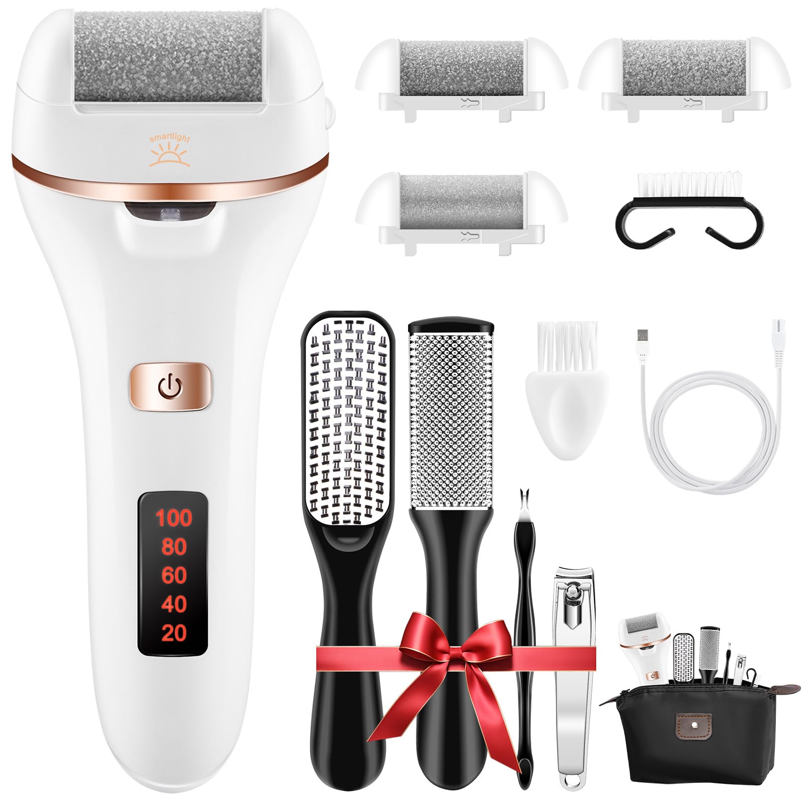 Electric Foot File Callus Remover, Waterproof Professional Pedicure Tools Set with Storage Bag,Dead Skin Hard Skin Cracked Heels Calluses Foot Care Kit for Women Men Travel Home