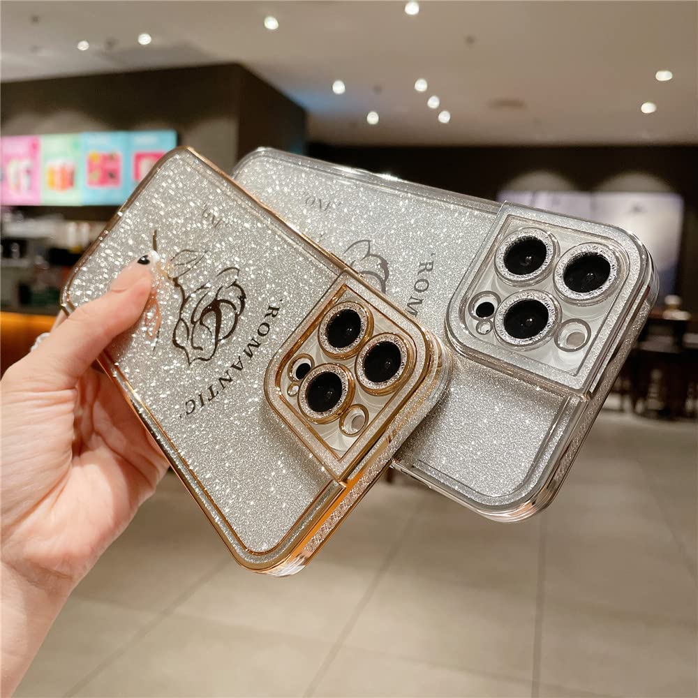 Amazon.co.jp: 高級メッキフラワーファッショングリッター電話ケース