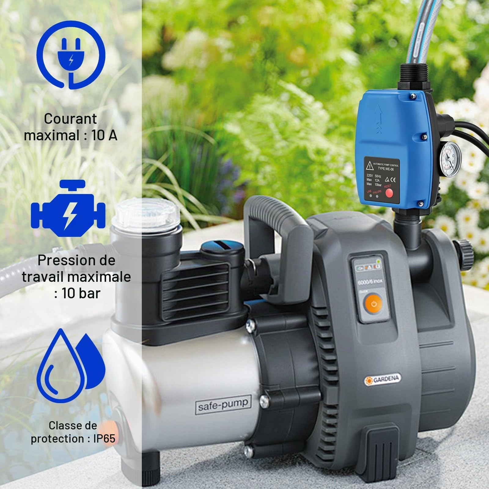 Régulateur De Pression Électronique Réglable 10 Bar, Pressostat Pompe Eau Avec Câble, Contrôleur De Pression Pour Pompe, Interrupteur Automatique Pour Pompe À Pression Pour Maison Cour Jardin