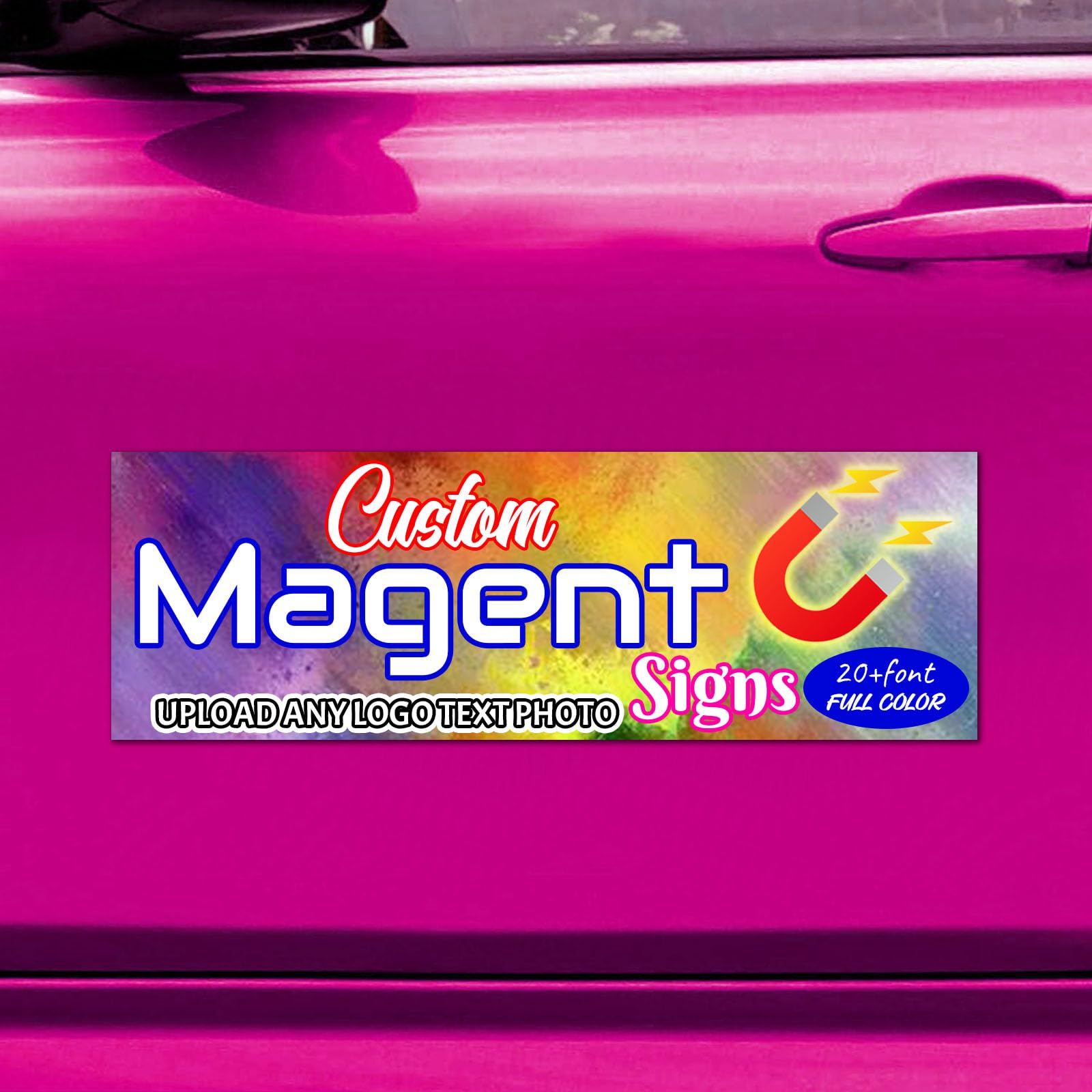 ZYHJJ Personalized Vehicle Magnetic Signs - Custom Full Color Magnetic Car Signs - Personalized Automotive Magnet Decals for Cars Trucks Vehicles Business Cars - Flexible & Lays Flat
