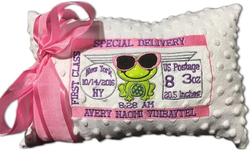 Custom Birth Announcement/certificate pillow by Beccas Bows