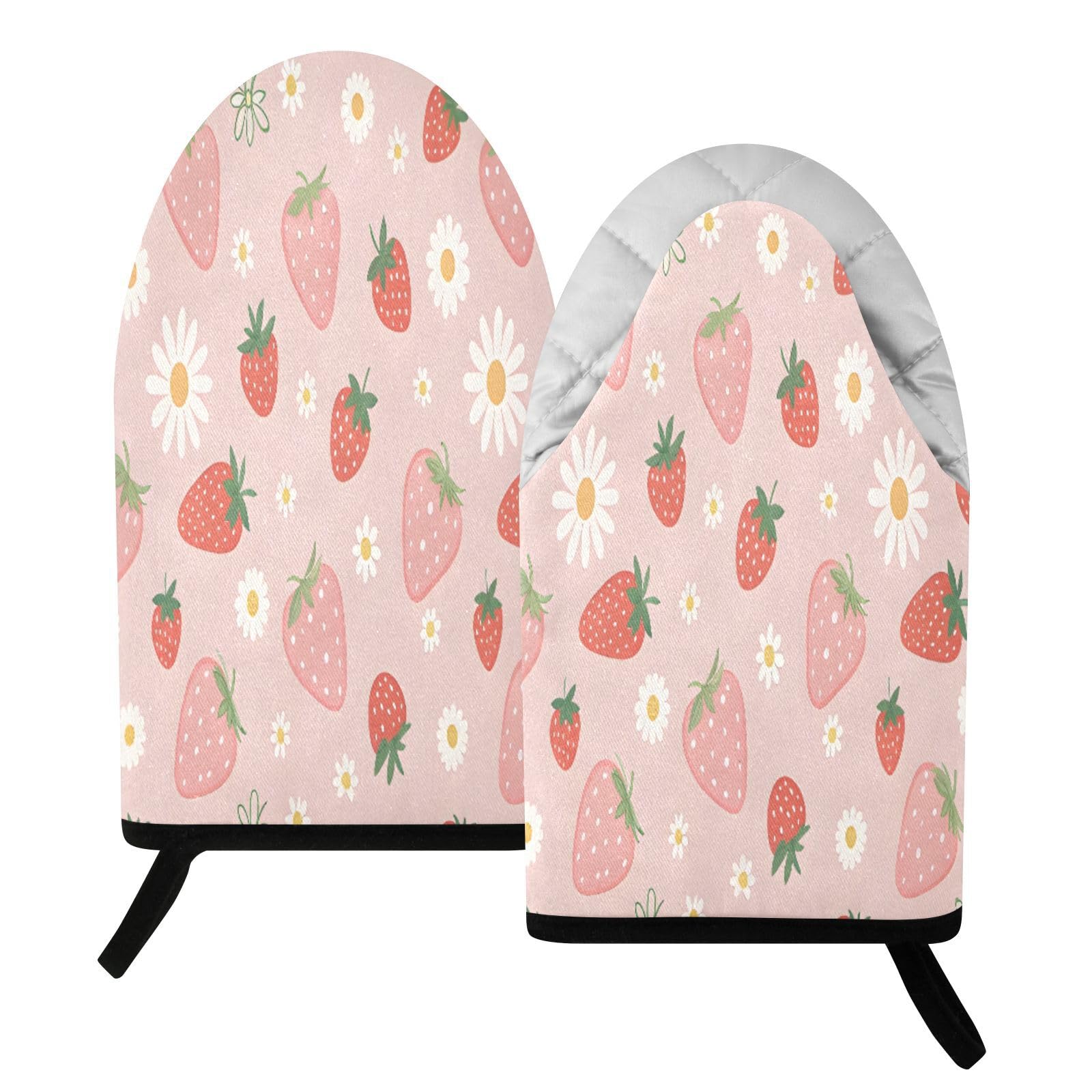 BURSTDDY Strawberry Oven Mitt,Heat Resistant Kitchen Mitts for Cooking