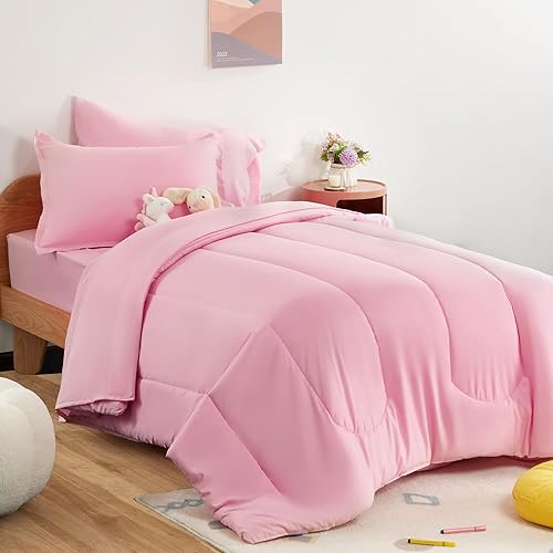 SLEEP ZONE Juego de edredón para niños, tamaño matrimonialqueen, súper lindo y suave, juego de ropa de cama infantil de 7 piezas con edredón,