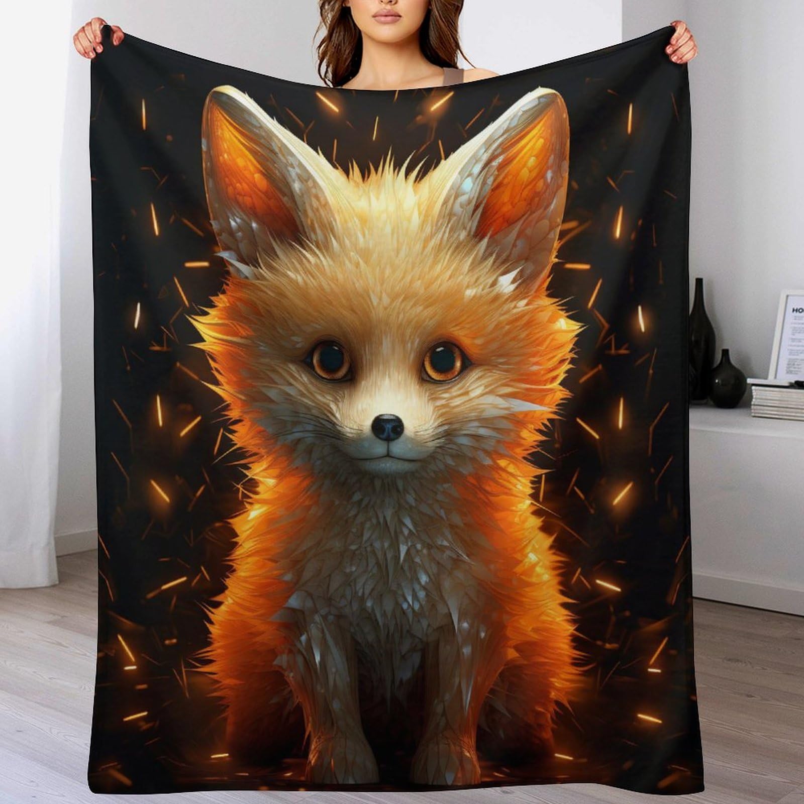 Couverture polaire renard plaid lit canapé couverture moelleuse flannel toutes saisons 130x150