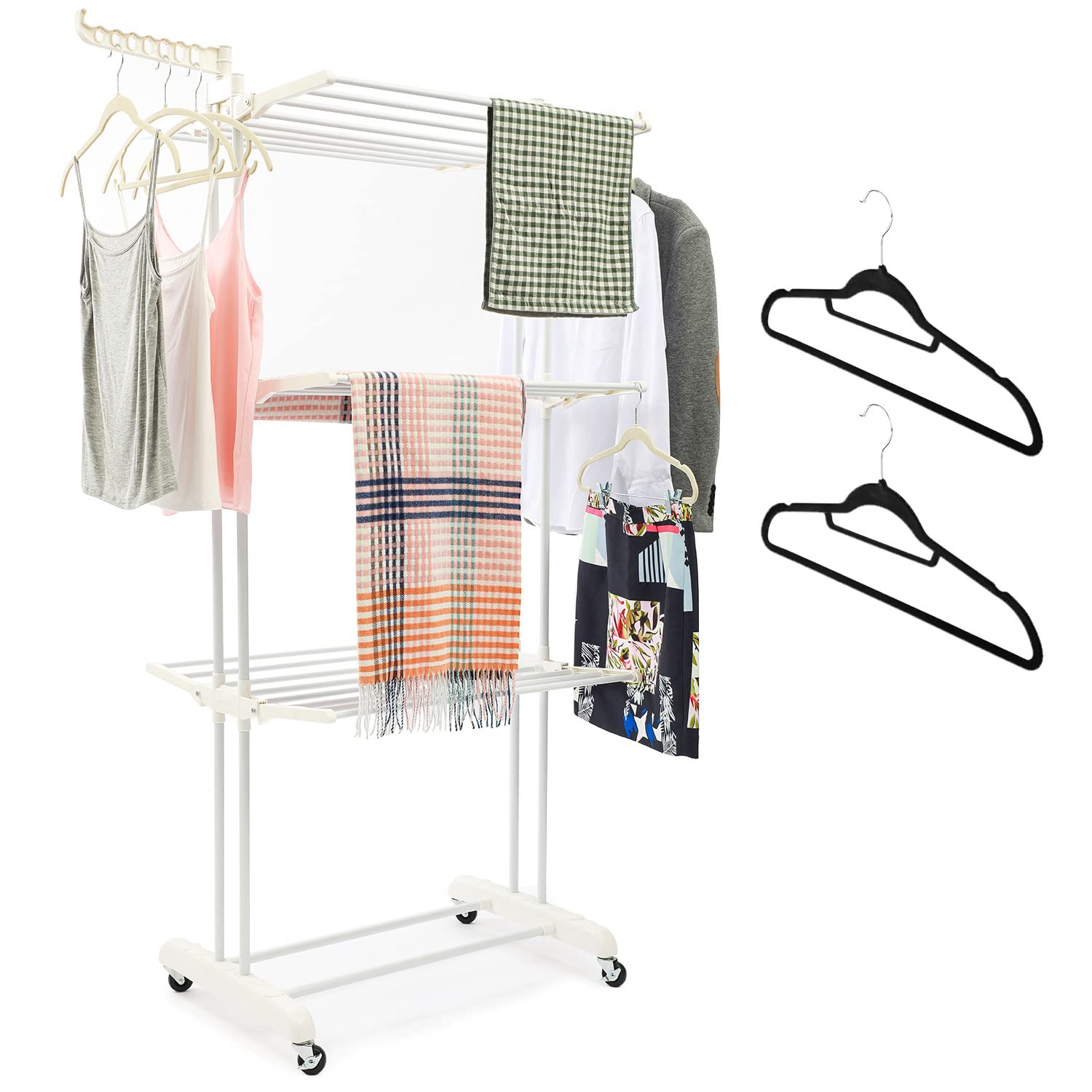 Buy MIZGI Clothes Drying Rack,3 Tier Rolling Dryer Clothes Hanger