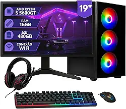PC Gamer MRPC Ryzen 5 5600GT 16GB RAM DDR4 SSD 480GB Gráficos Radeon Vega 7 Monitor LED 19” HDMI