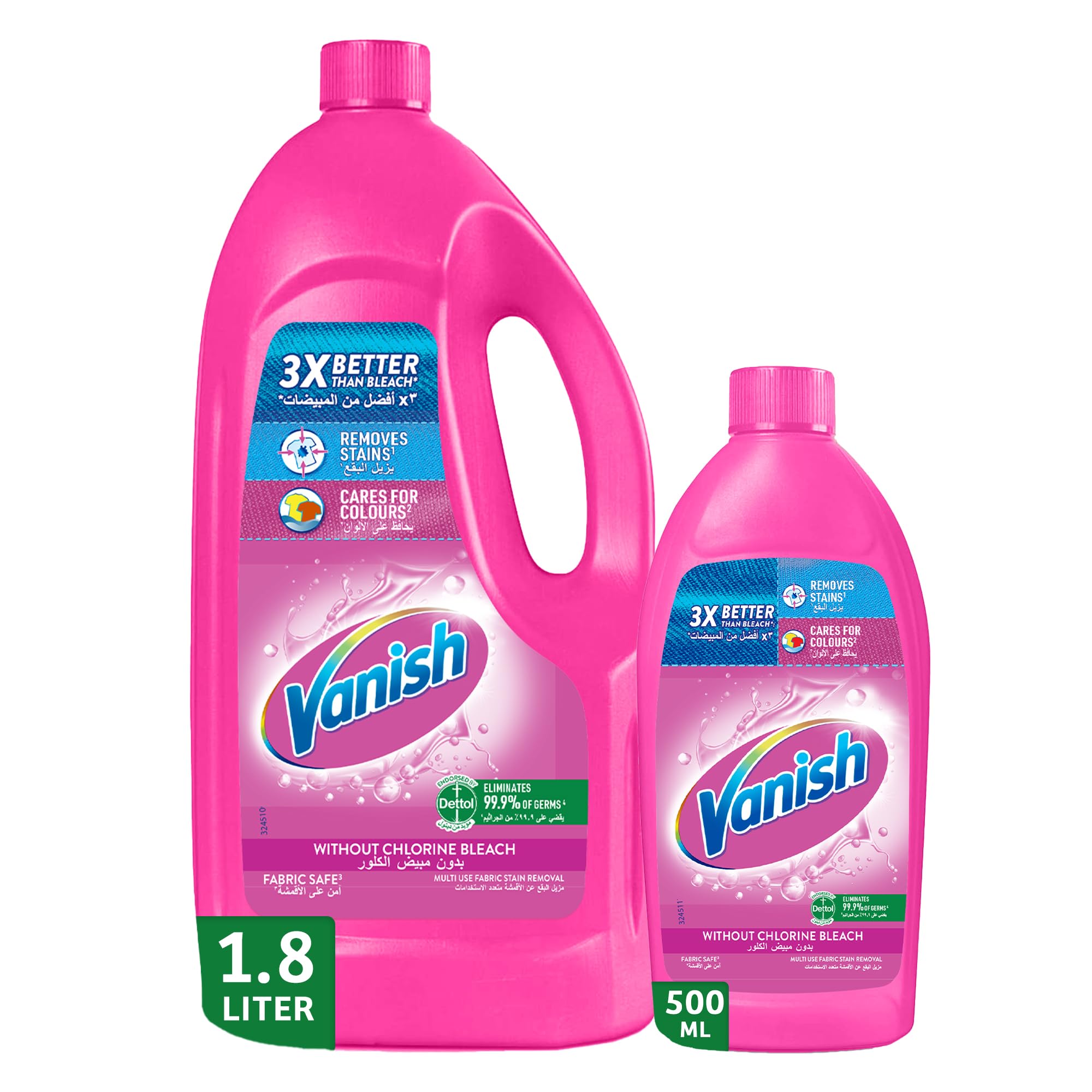 VanishLiquid Fabric Stain Remover 1.8L + 500ml Free for Coloured & White clothes