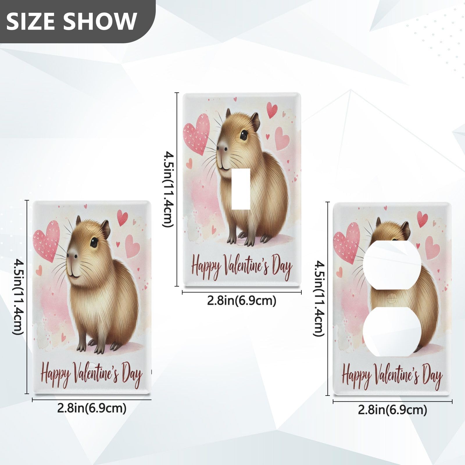 Capybara Valentine Light Switch Cover Decorative Receptacle Outlet Wall Plate Guard Plastic Wall Outlet Cover for Home Decor Room Bedroom Bathroom (Duplex Outlets Cover)