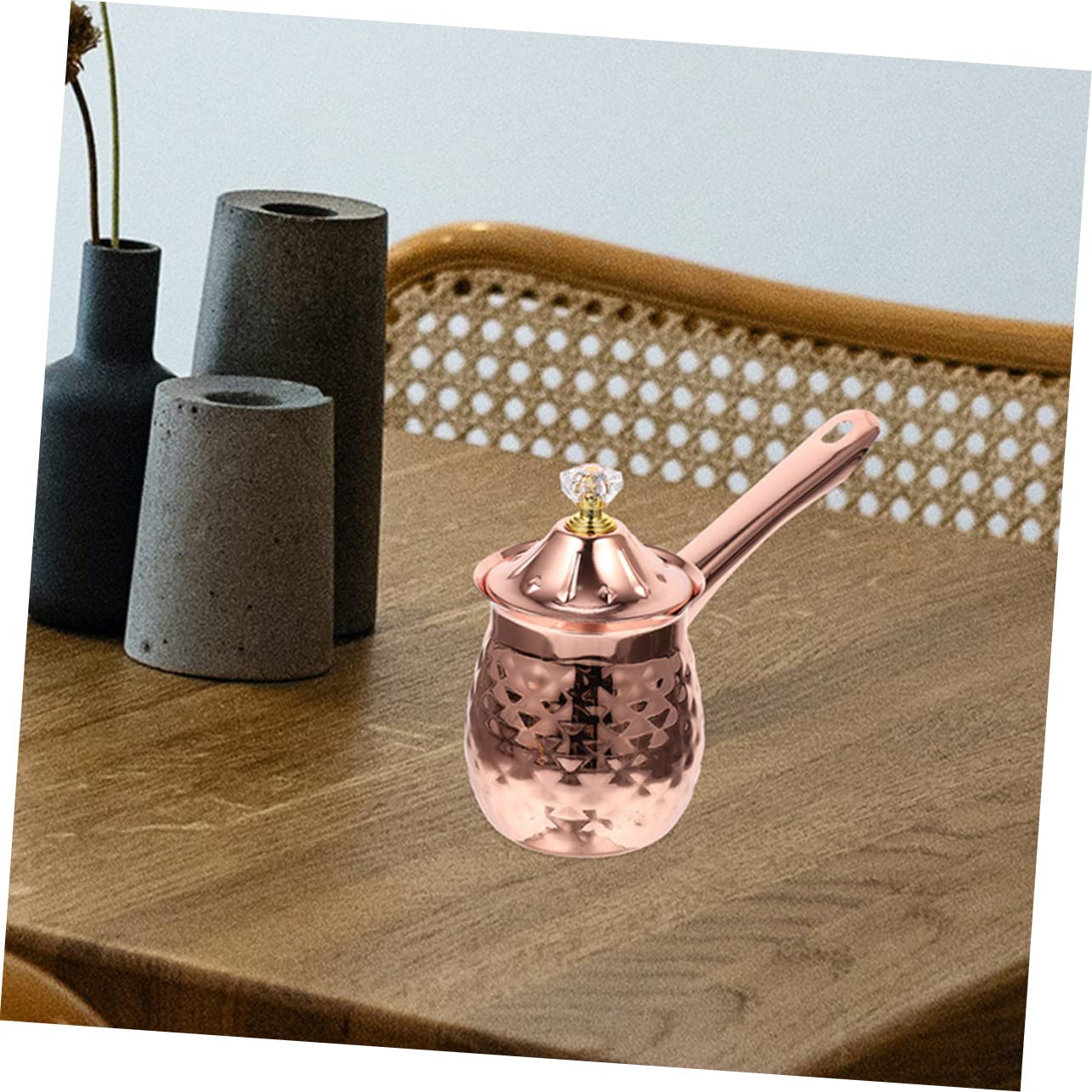 Coffee Pot Coffee Machine Coffee Makers Coffe Pots Turkish Cezve Pot Milk Steamer Pot Ergonomic Non-stick Cooking Pot for Kitchen Rose Gold Stainless Steel MOLUCKFU