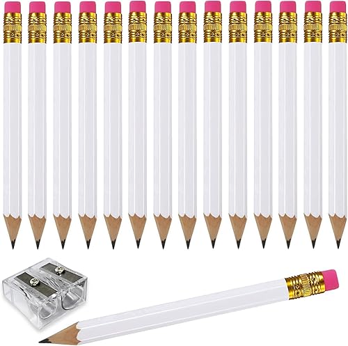 Adhere 25pcs Golf Pencils with eraser Hexagon Wooden Pencils Graphite 2B for Golf Event Scoring,Classroom,Wedding,Company Meetings,Pew, Pocket Negro