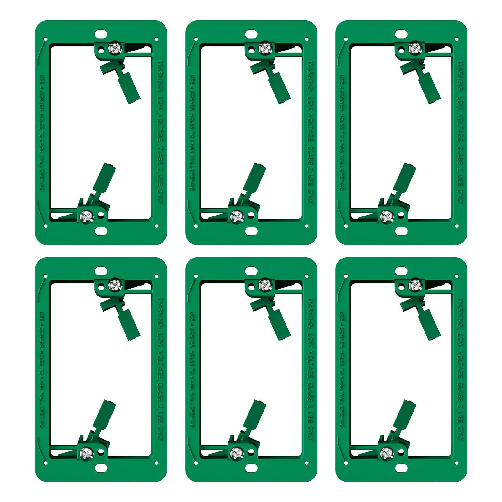 Low Voltage Mounting Bracket 1 Gang for Ethernet Wall Plate, Low Voltage Box for Telephone Cord, Network Cable, Hdmi Cable, Coax Cable, and Speaker Wire, 6 Pack, Green