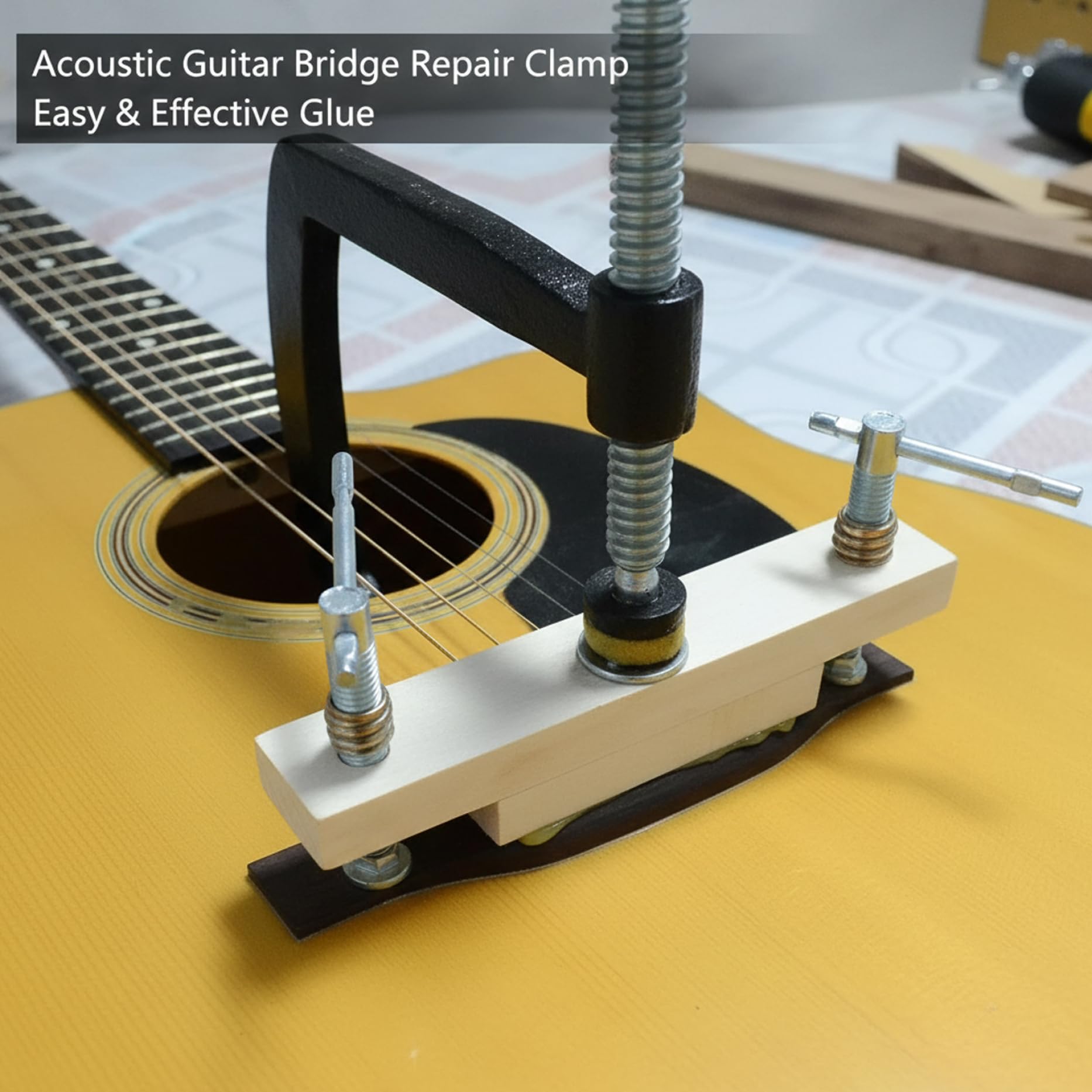 Morsetto per ponte per chitarra acustica classica – Kit di strumenti di riparazione per chitarra per incollare ponti Strumento da liutaio fai-da-te con morsetto