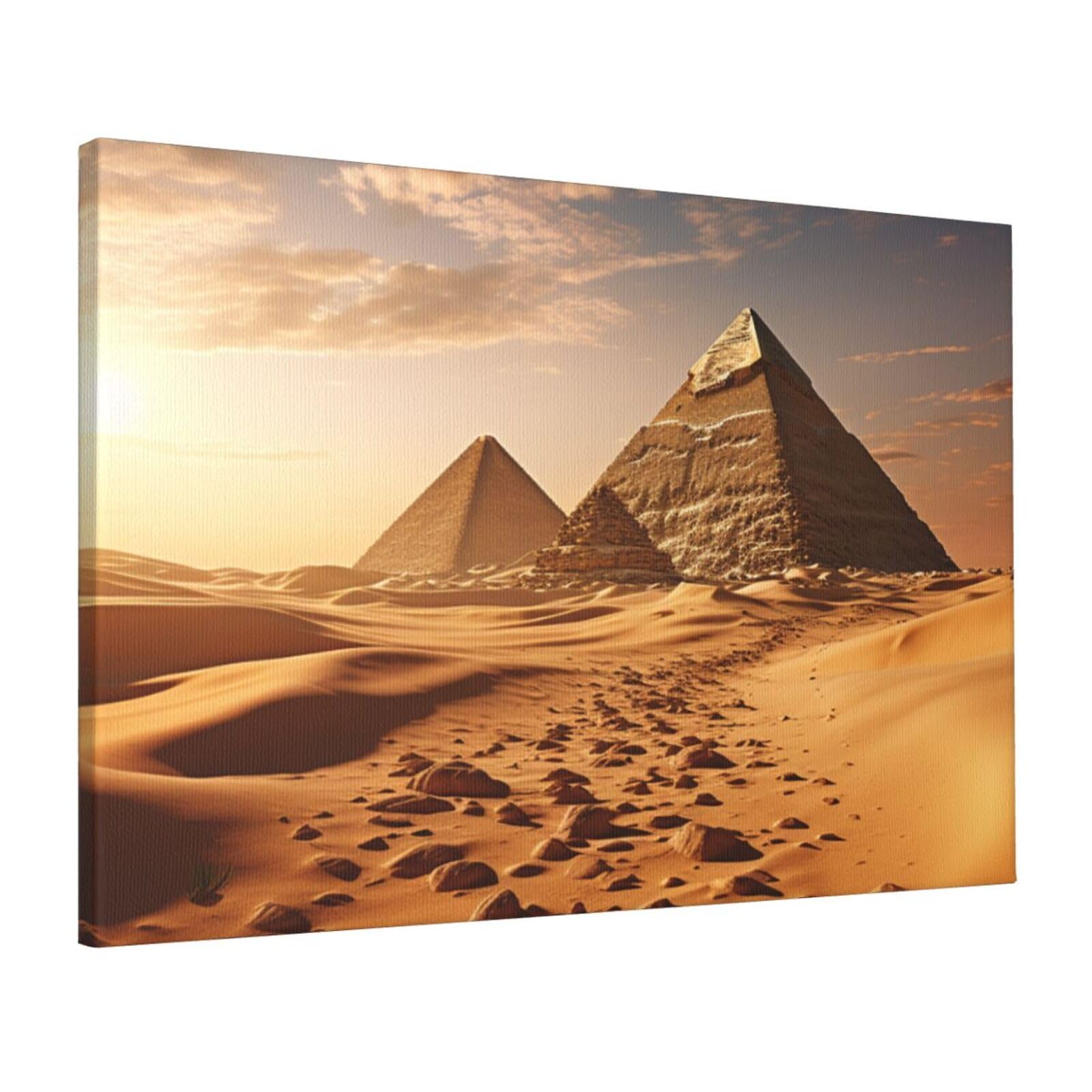FodPand Canvas Wall Art for Living Room Wall Decor 16"x24" Modern Artwork Painting Pictures Hanging Canvas Prints Pyramid Africa Desert Aesthetic Wall Art for Bedroom Bathroom Office Wallart Decor