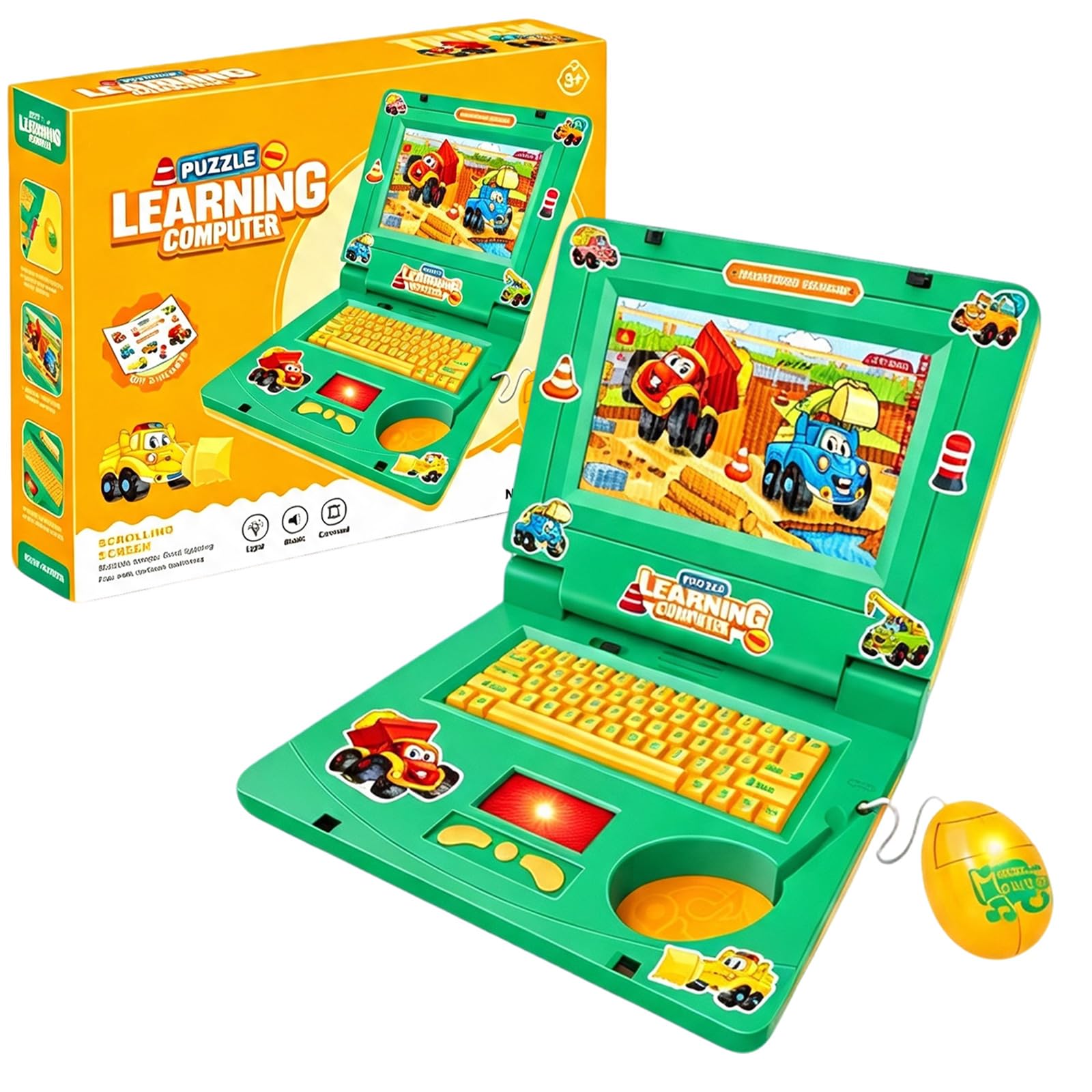 Interactive Toy Laptop, Featuring Lights, Sounds Educational Games, Fostering Creativity & Motor Skills Through Play, Simulated Laptop Learning Toy, Pretend Computer Toy with Keyboard Mouse, Car