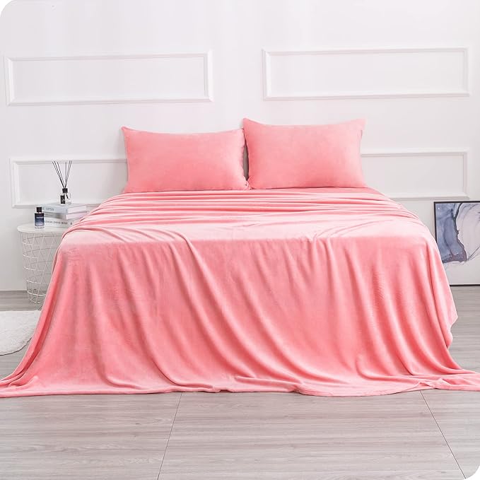 Velvet Plush Sheets Set Full Size, Micro Fleece Extra Soft