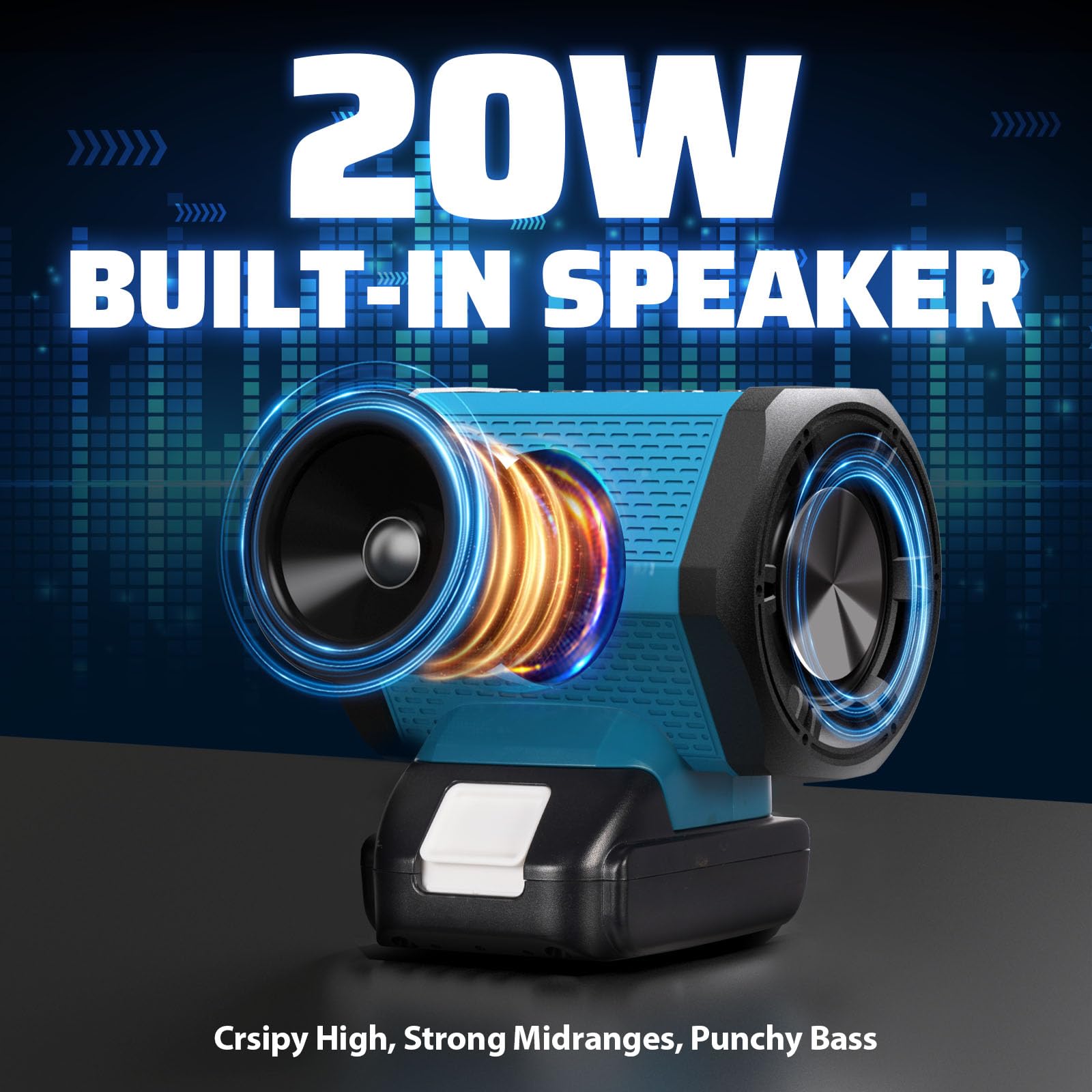 ohyes Bluetooth Speaker Compatible with Makita 18v Battery USB A+C