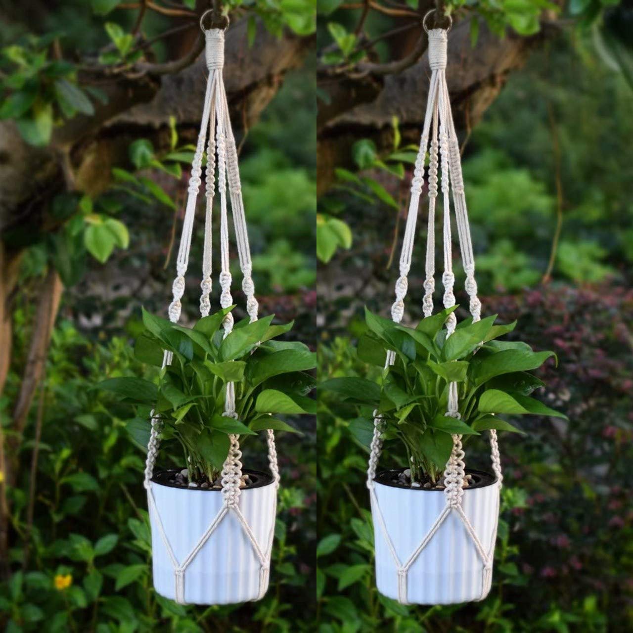 ecofynd Cotton Plant Hanger | Indoor Outdoor Handmade Hanging Basket Planter Flower Pot Holder, 35 Inch Boho Style Decorative Rope for Home, Porch, Balcony, Window (Ivory, Pack of 2) (B08SCG32TN) Amazon Price History, Amazon Price Tracker