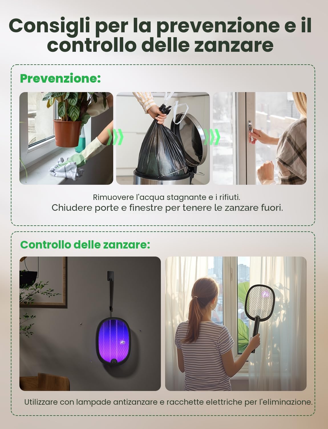 YISSVIC Racchetta Zanzare Elettrica 3 in 1 Pieghevole 4000V con USB Ricaricabile 1800mAh e LED Trappola per Zanzare Adatto per Interni ed Esterni Nero