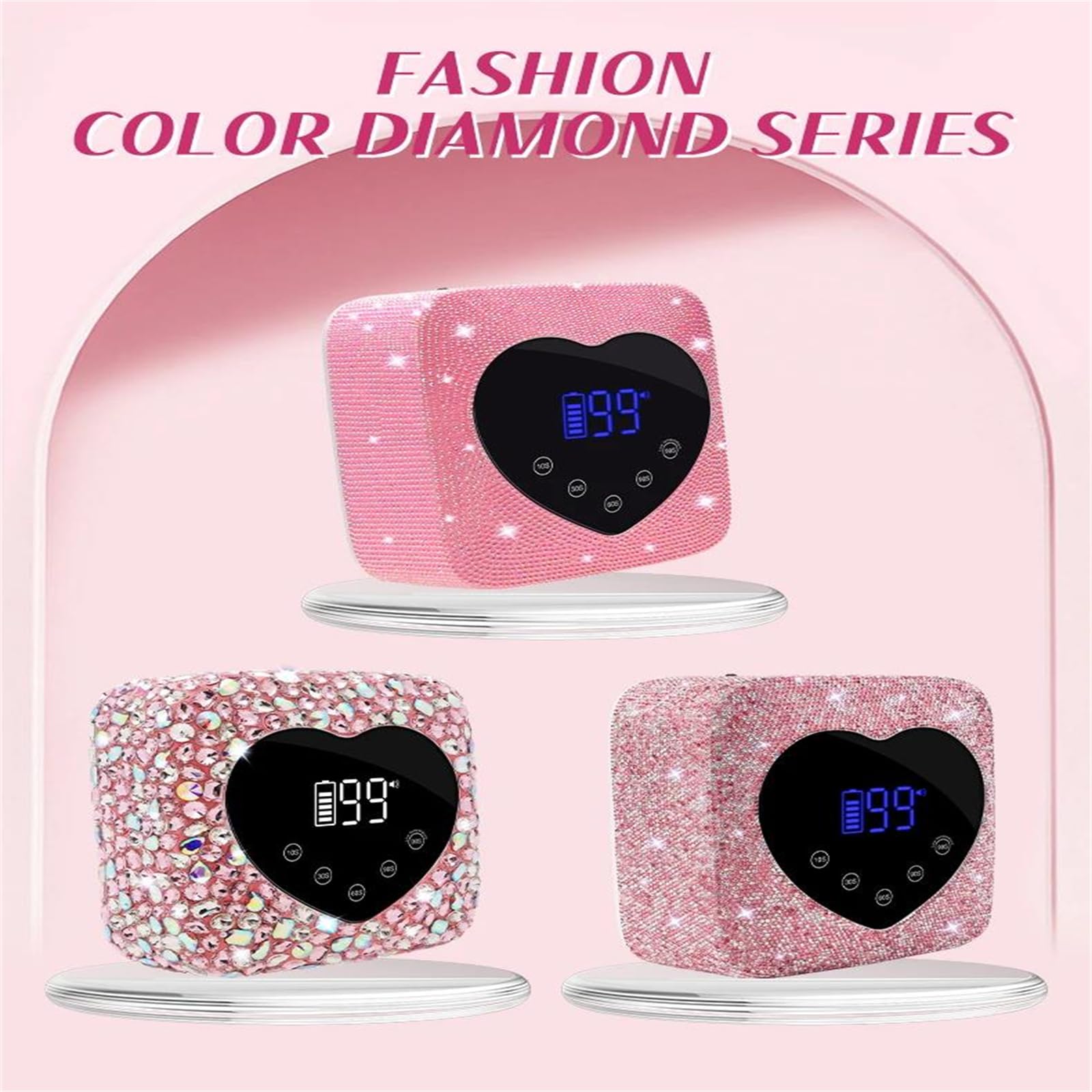 Negro,Lámpara UV inalámbrica Recargable para uñas con 30 LED y 5 ajustes de Temporizador. Lámpara UV para manicura Profesional.