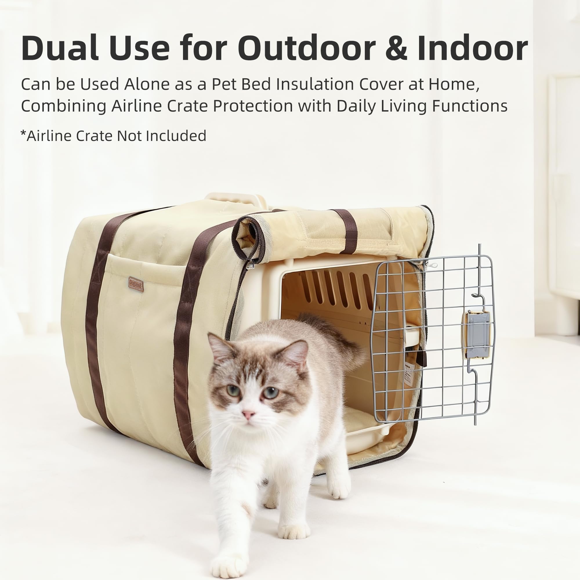 Housse de cage de voyage pour chat et chien, housse de transport chaude et douce avec 2 côtés en maille respirante, utilisation en intérieur et en extérieur
