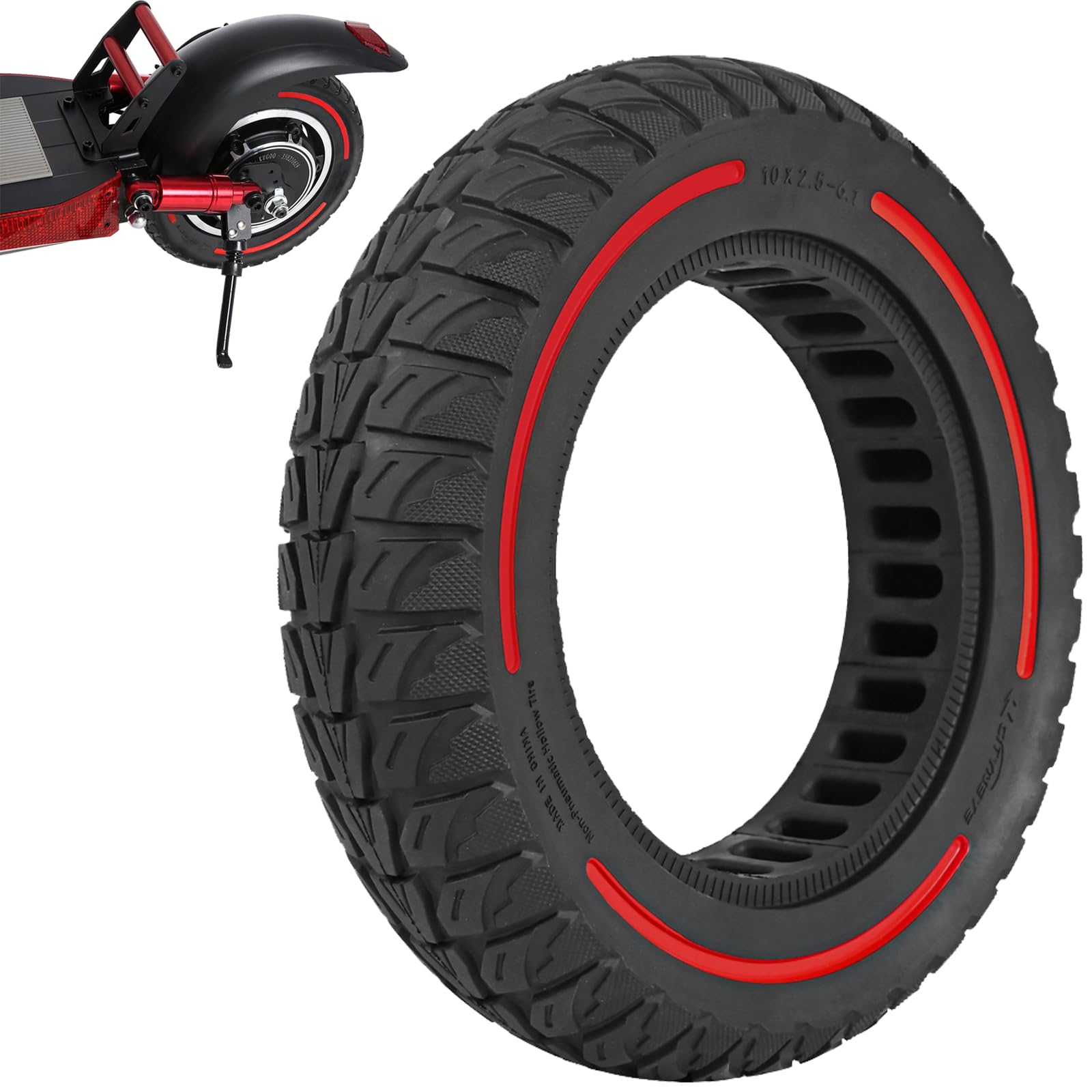 10 x 2,5 – 6,1 ruote di ricambio, pneumatici solidi da 10 pollici, per scooter elettrico KUGOO M4/M4 Pro, pneumatici di ricambio anteriori/posteriori, pneumatici pieni, antiscivolo