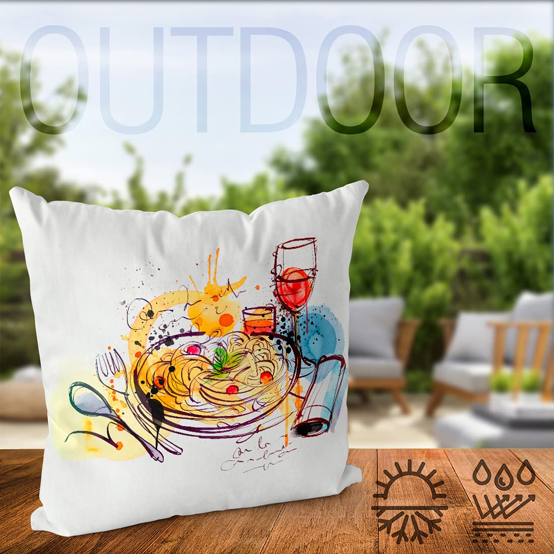 VOID Pasta Essen Restaurant Kissenbezug Kissenhülle Sofakissen Kissen Deko Outdoor-Kissen Dekokissen, Kissen Größe:60 x 60 cm