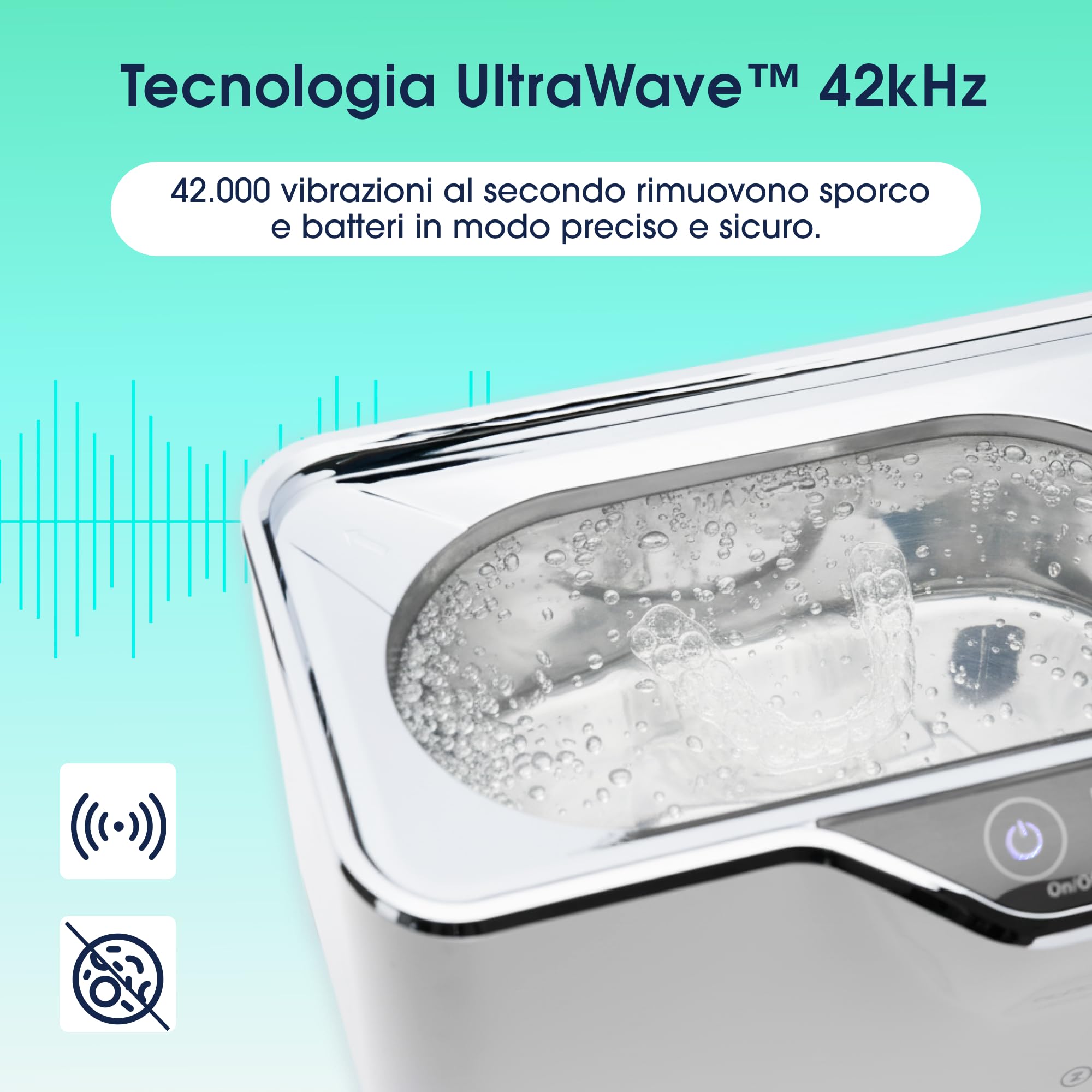 ZENT Pulitore ultrasuoni 42kHz 600ml, Ultrasuoni per pulisci occhiali, Pulizia apparecchio ortodontico, protesi dentarie, gioielli, orologi, invisalign - 5 programmi temporali, Pannello touch LED