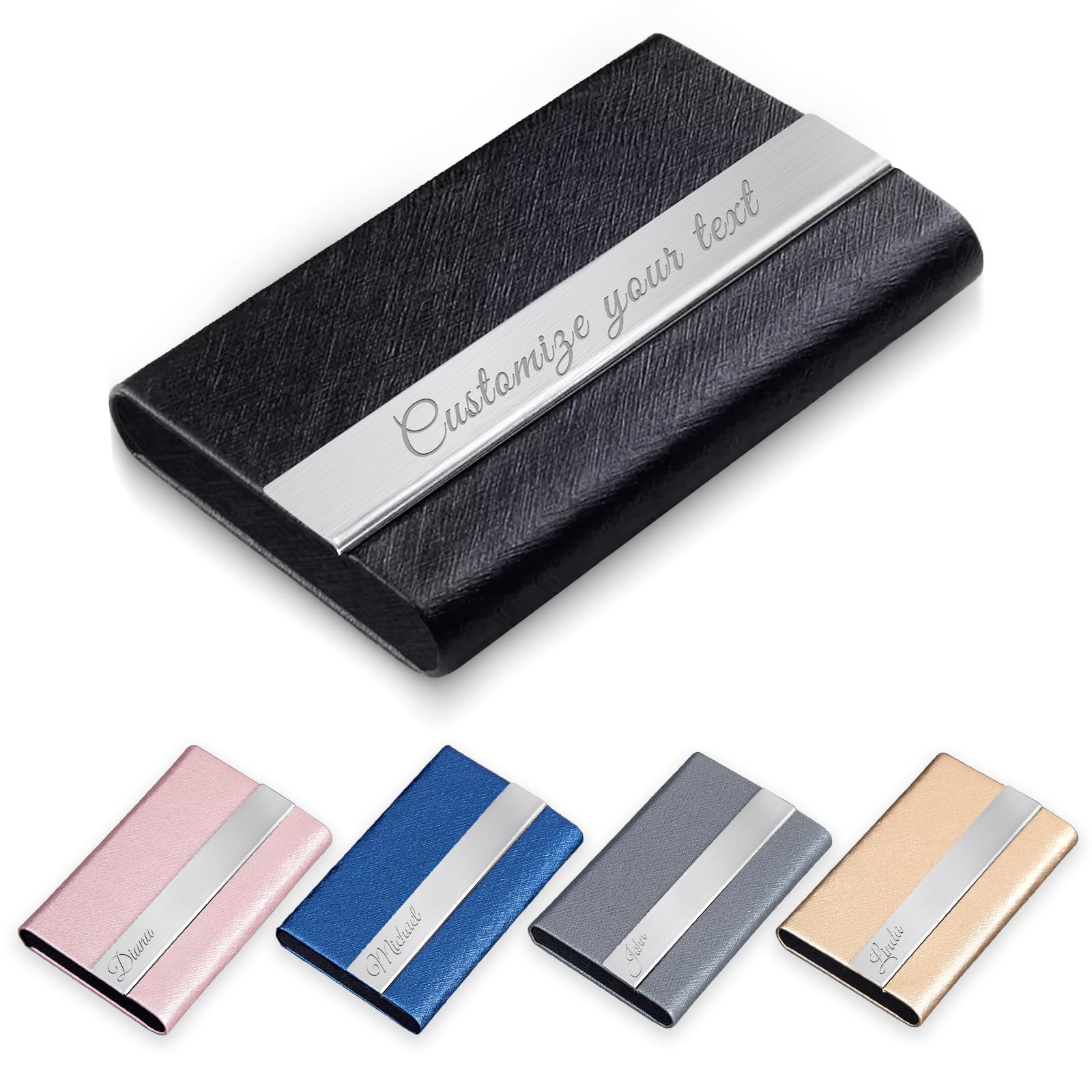 XSTZR Personalized Business Card Holder, Custom PU Leather Card Case for Men & Women, Suitable for Office, Meetings, Daily Business Use (top-Level)