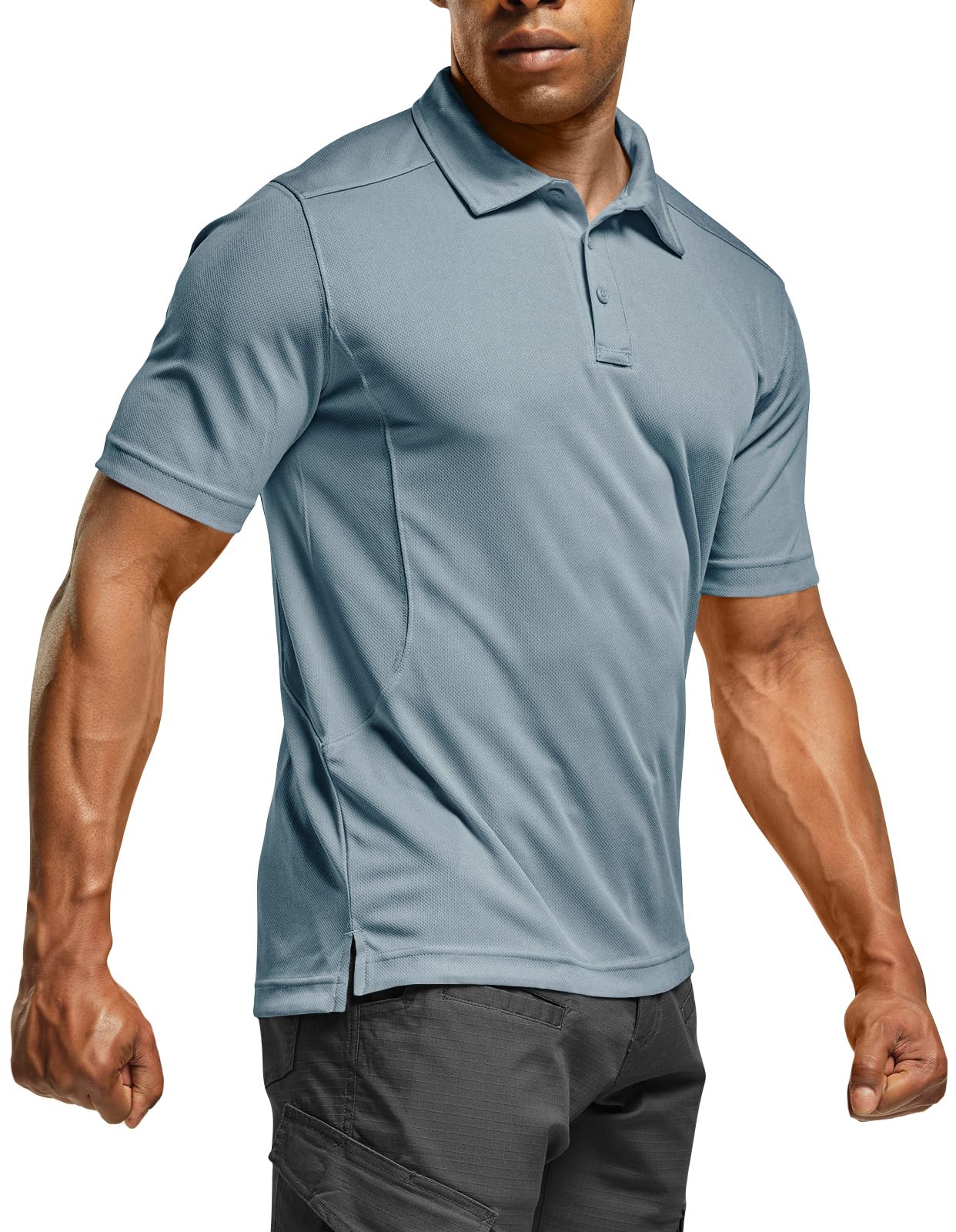 CQR Men's Polo Shirts, Tactical Short Sleeve Golf Performance Shirts, Lightweight Dry Fit UPF 50+ Pique