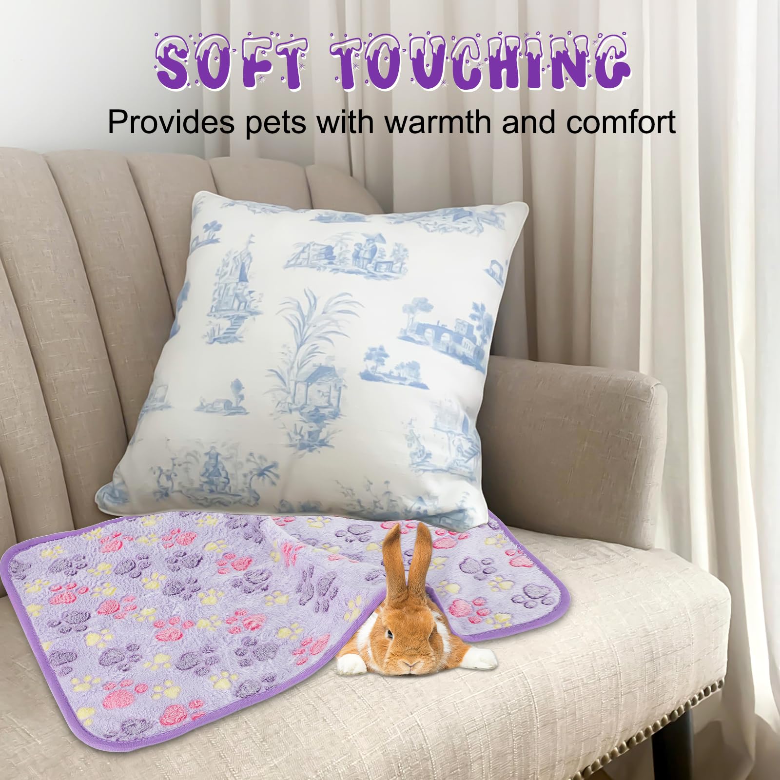 YUEPET Mantas impermeables de cobayas, lavables, paquete de 6 forros de vellón para animales pequeños, tapete suave para dormir, manta de franela cálida para hámster, cobaya, conejo, chinchilla,