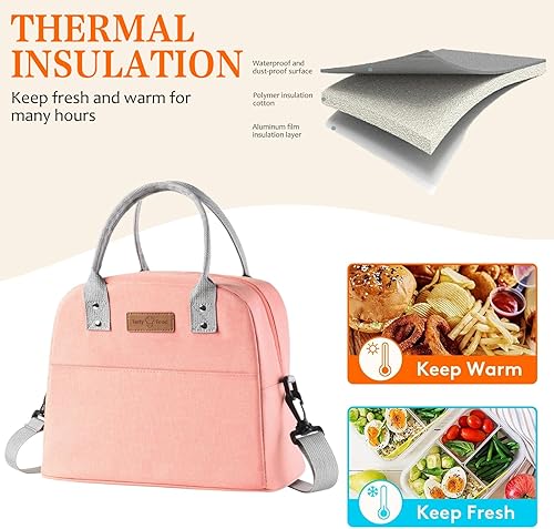 Miniatura 2 de Bolsa de almuerzo aislada para mujeres y hombres  Fiambrera de tela Oxford impermeable, bolsa de mano con película de aluminio integrada que