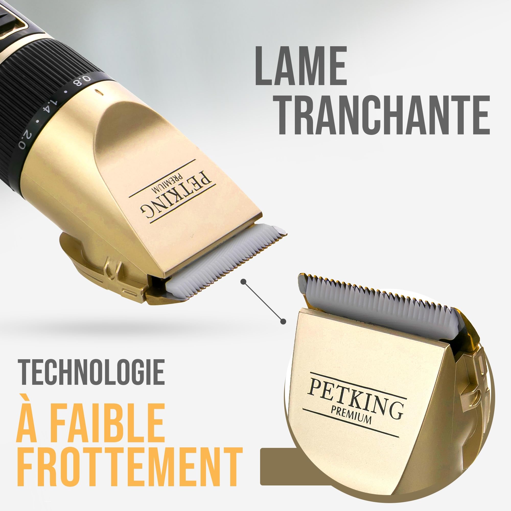 PetKing Premium Tondeuse pour Chiens, Kit de Toilettage Professionnel pour Pelages épais, Compatible Avec les Chiens et les chats. Tondeuse Sans fil et Silencieuse, Idéale pour les Chien et les Chats