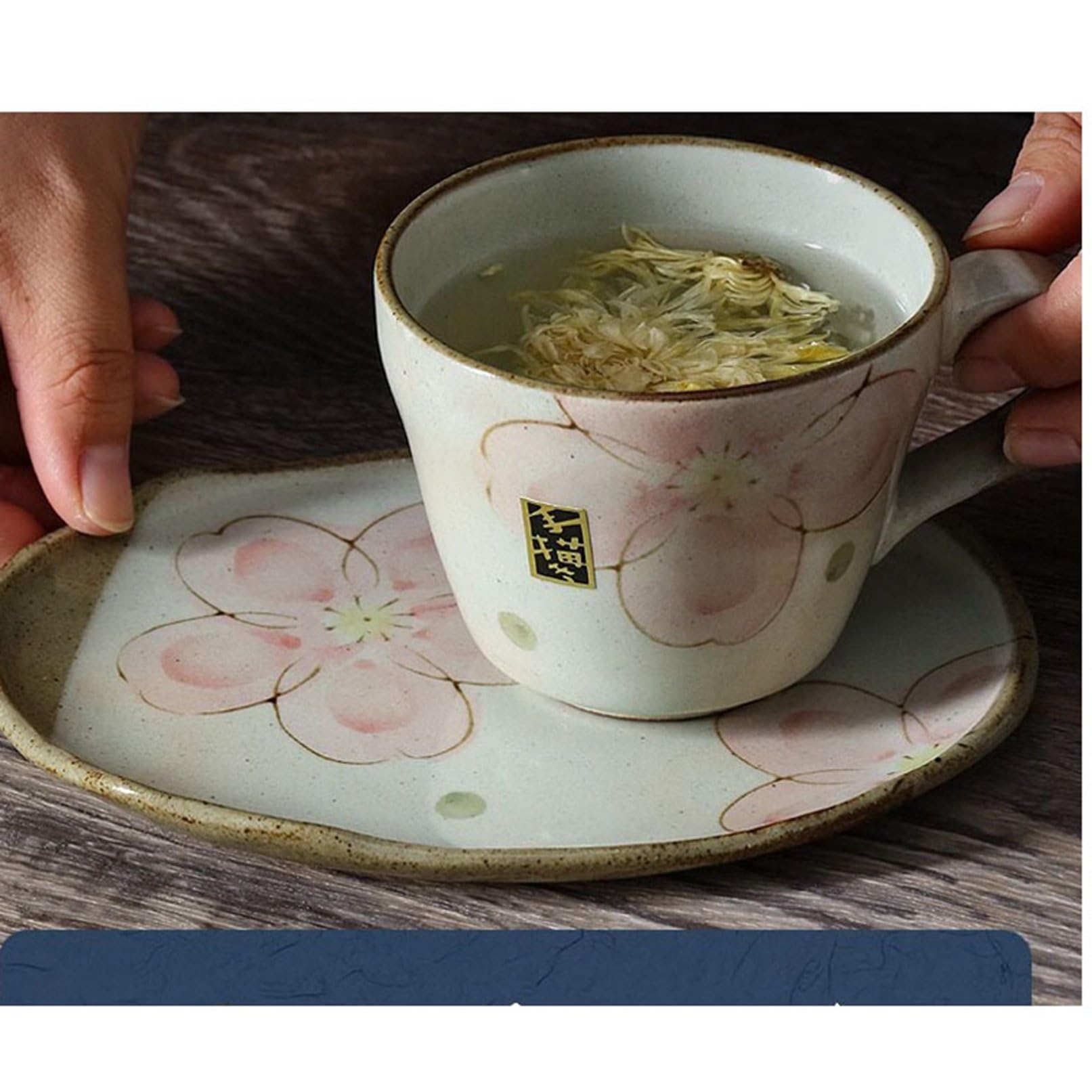 Amazon | ティー カップ & ソーサー 桜柄 手描き Tea Set コップ 250ml