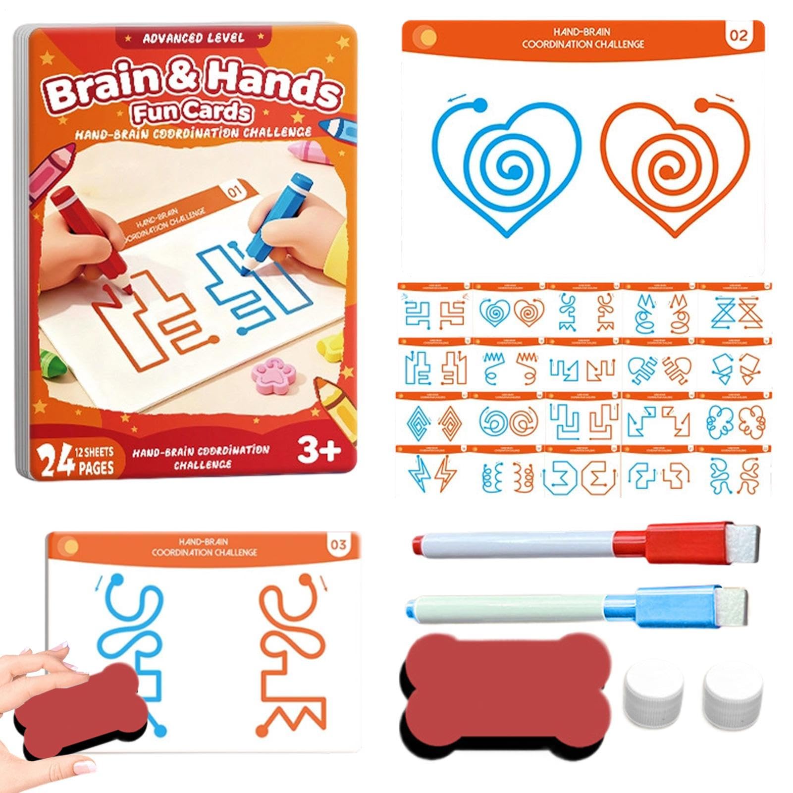 Schede per l'allenamento del cervello - Gioco di esercizi di memoria, flashcard per lo sviluppo delle abilità cognitive, set di attività educative per adulti e bambini | Strumento di fitness mentale p