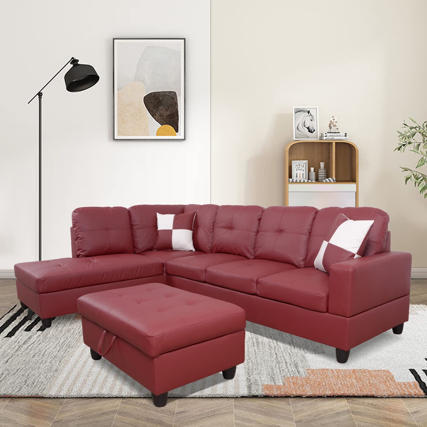 Amazon.com: GEBADOL 3PC Sectional Sofa Set Faux PU Leathe with